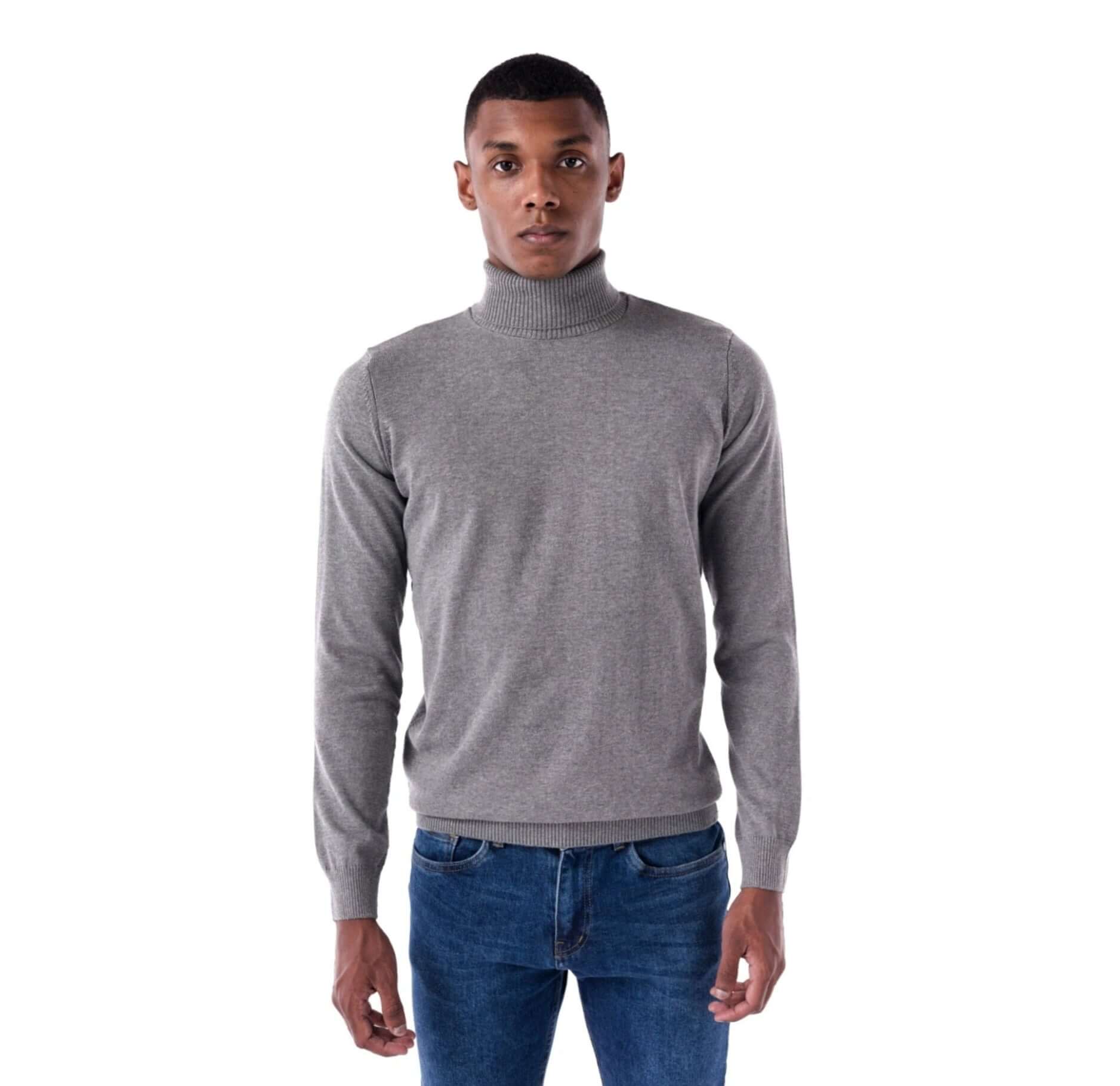 SOLID Knitted Turtleneck Sweater - gray - front