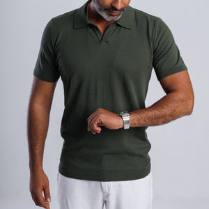 100% Cotton Knitted V-neck Polo Shirt