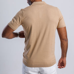 100% Cotton Knitted V-neck Polo Shirt