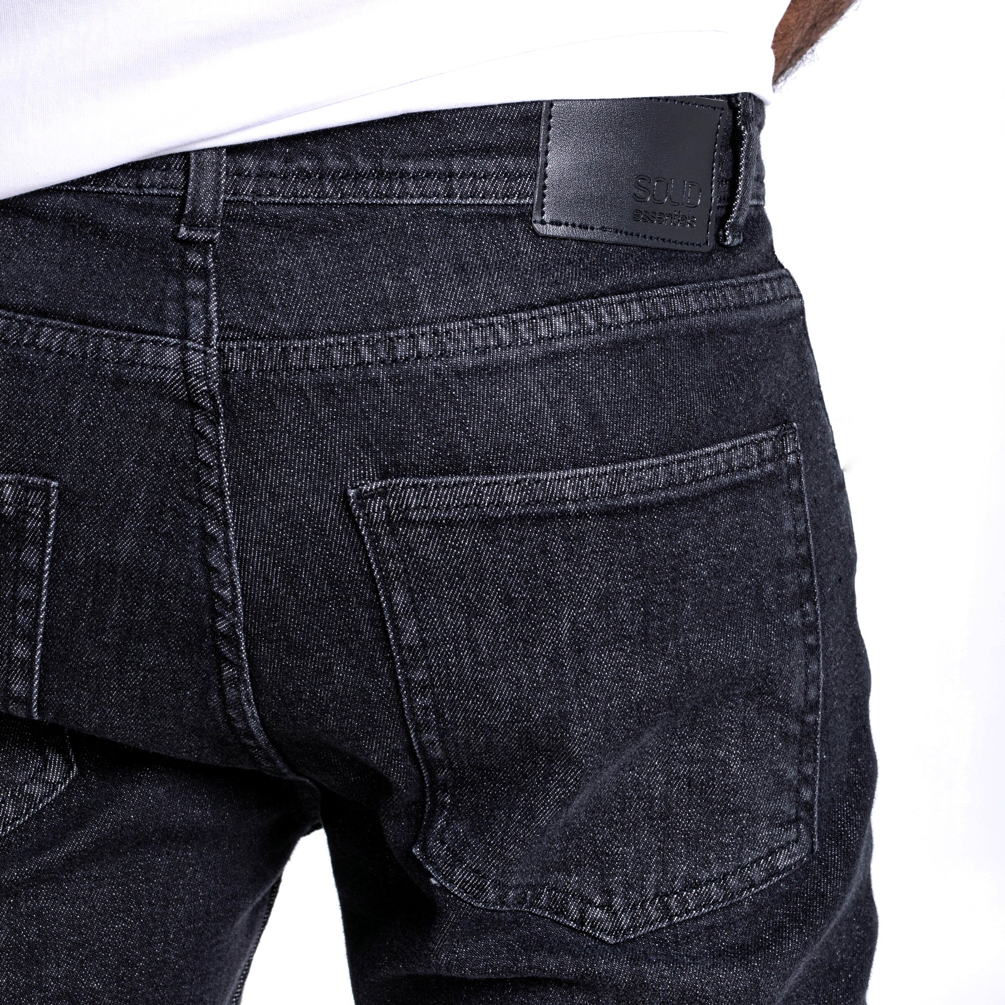 SOLID Washed Skinny Jeans - Black Wash Detail