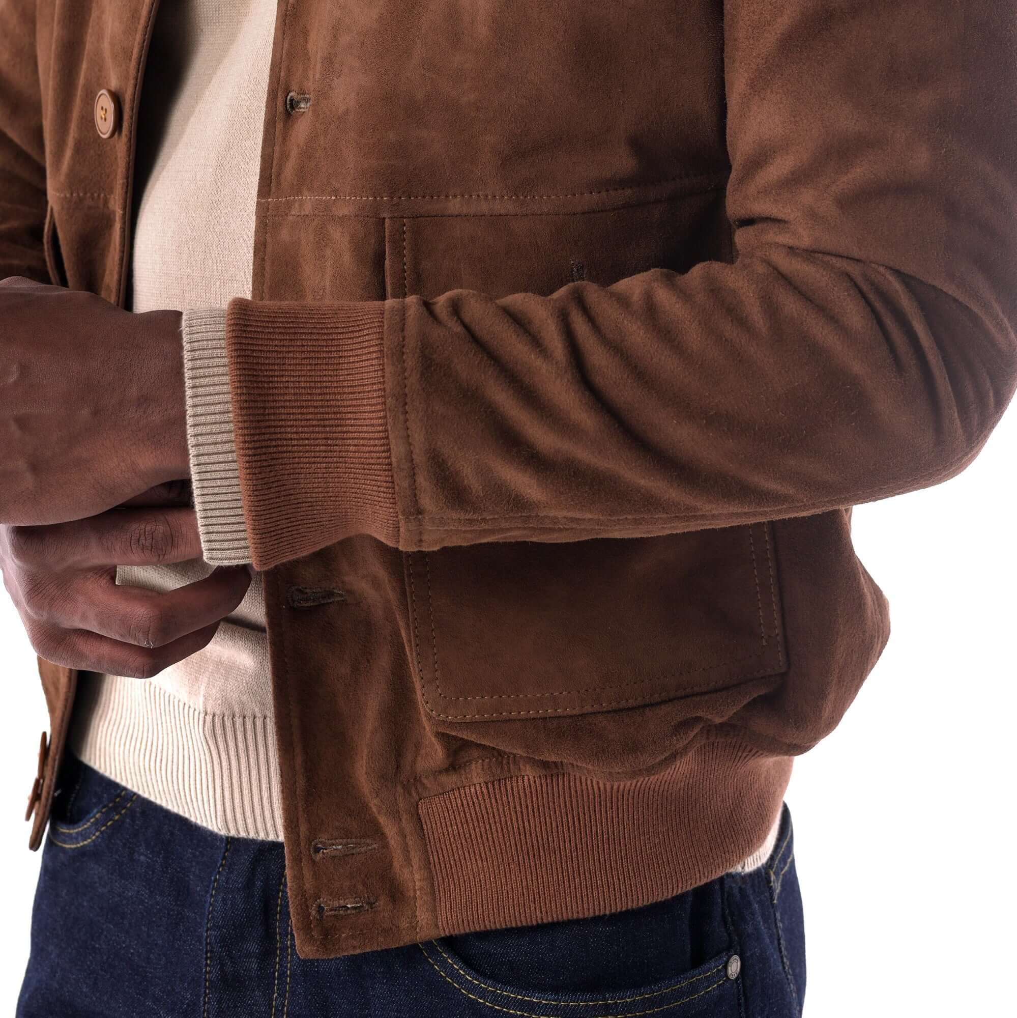 The Pilot Jacket - Goat Suede Edition - bronze -close up 2