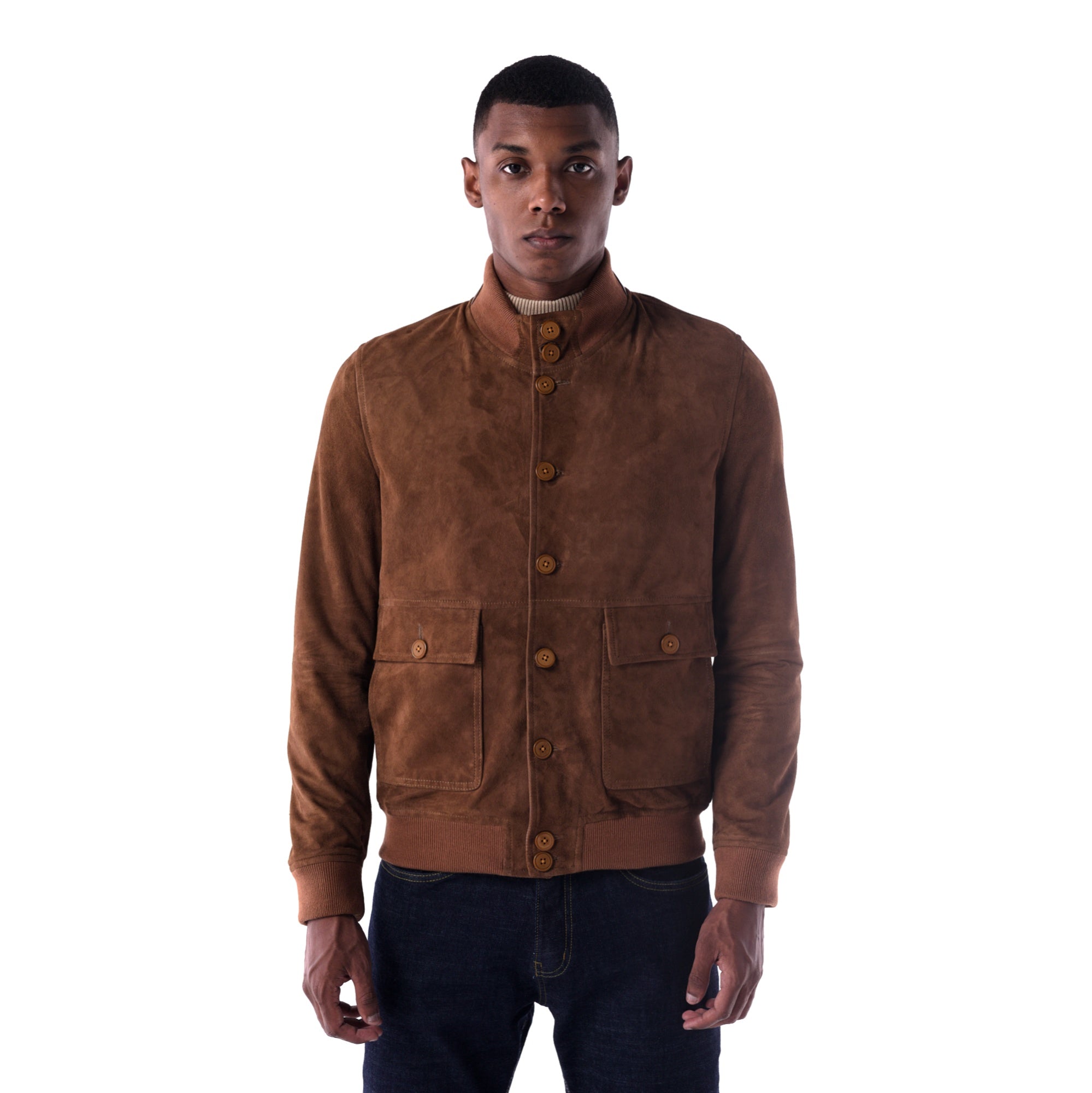 ジャケット・アウター Goat Suede Type 1st JKT Luxurious Suede Cropped Jacket with Modern Ribbed Design