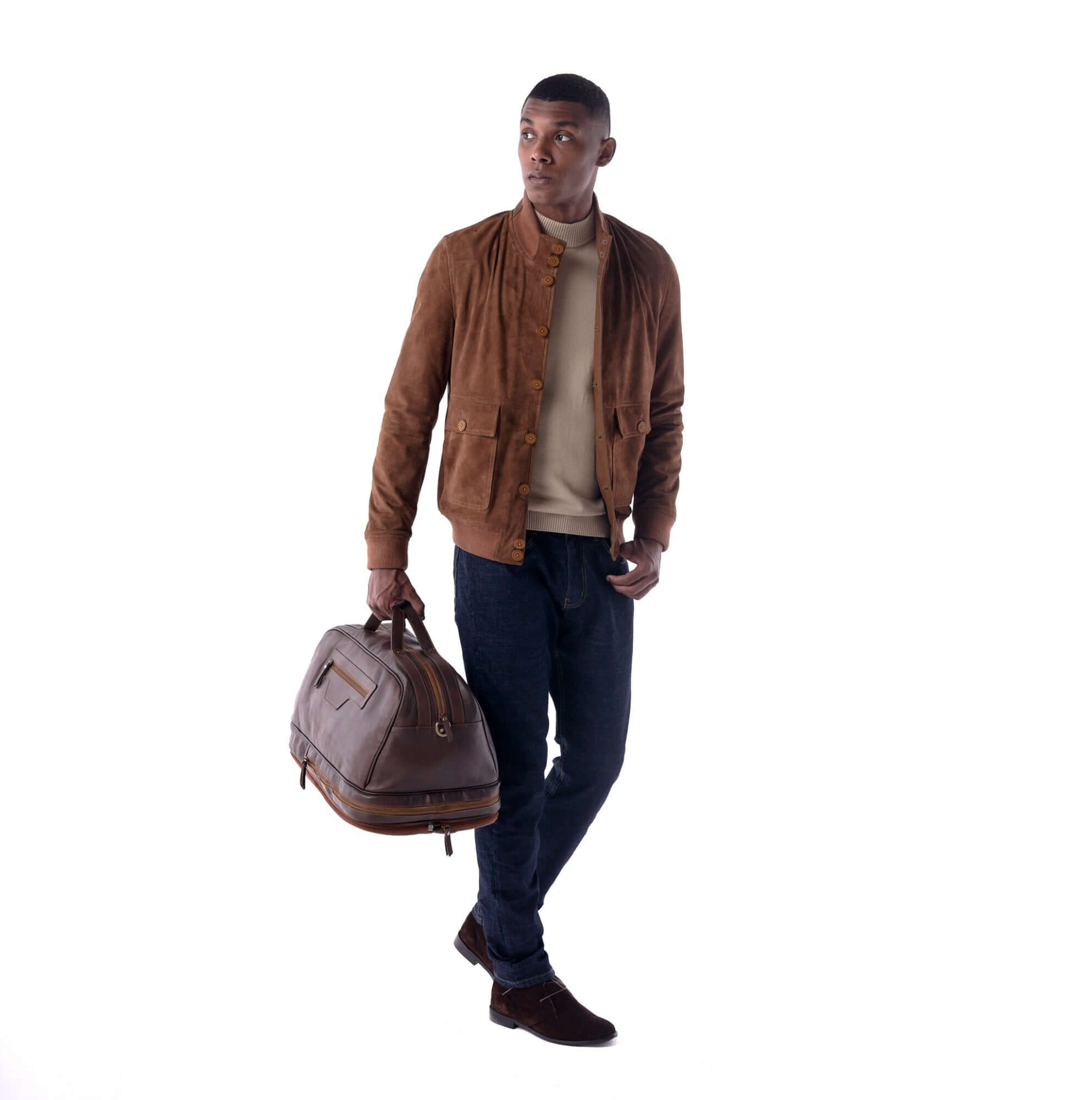 The Pilot Jacket - Goat Suede Edition - bronze - look
