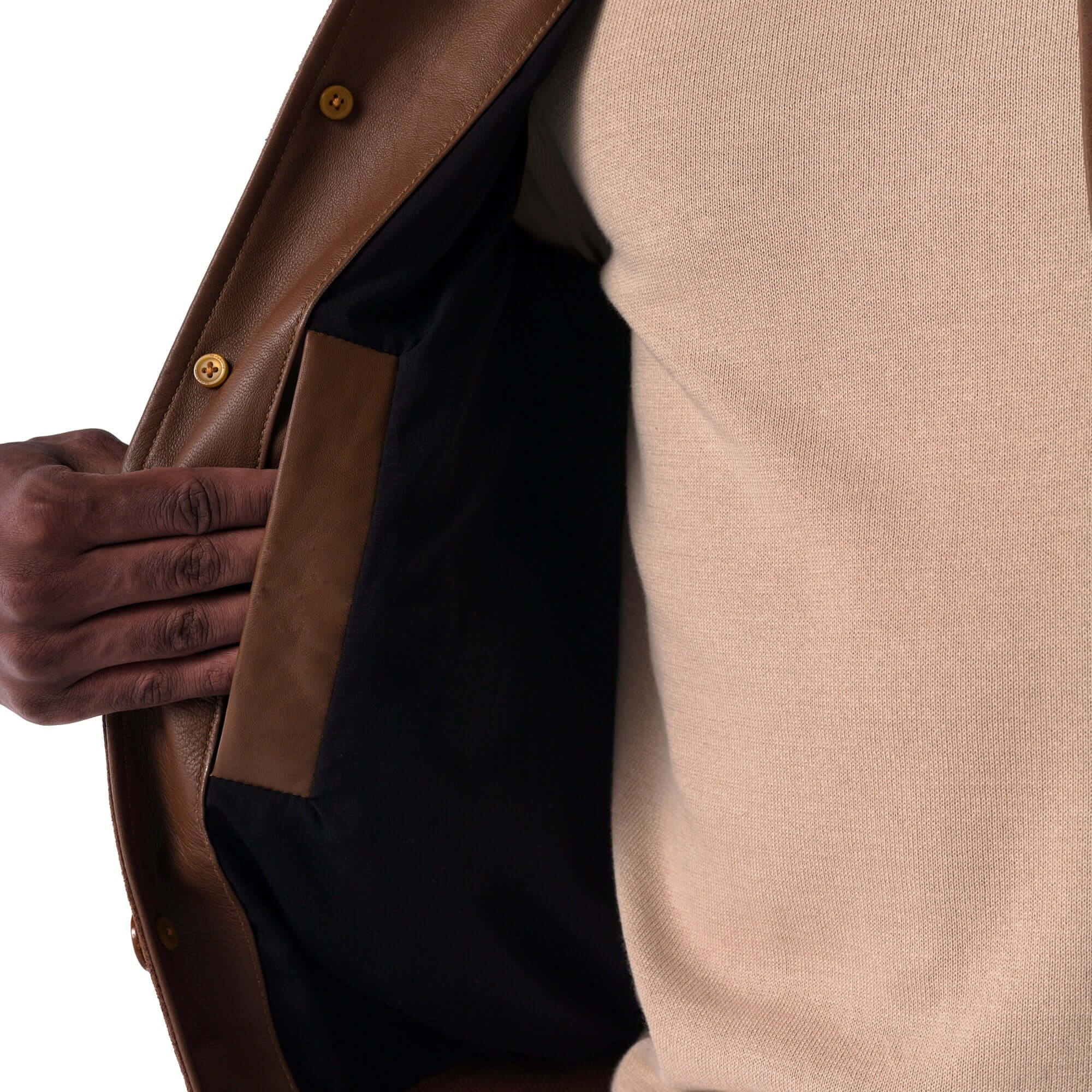 The Pilot Jacket - Goat Suede Edition - bronze -c lose up 3