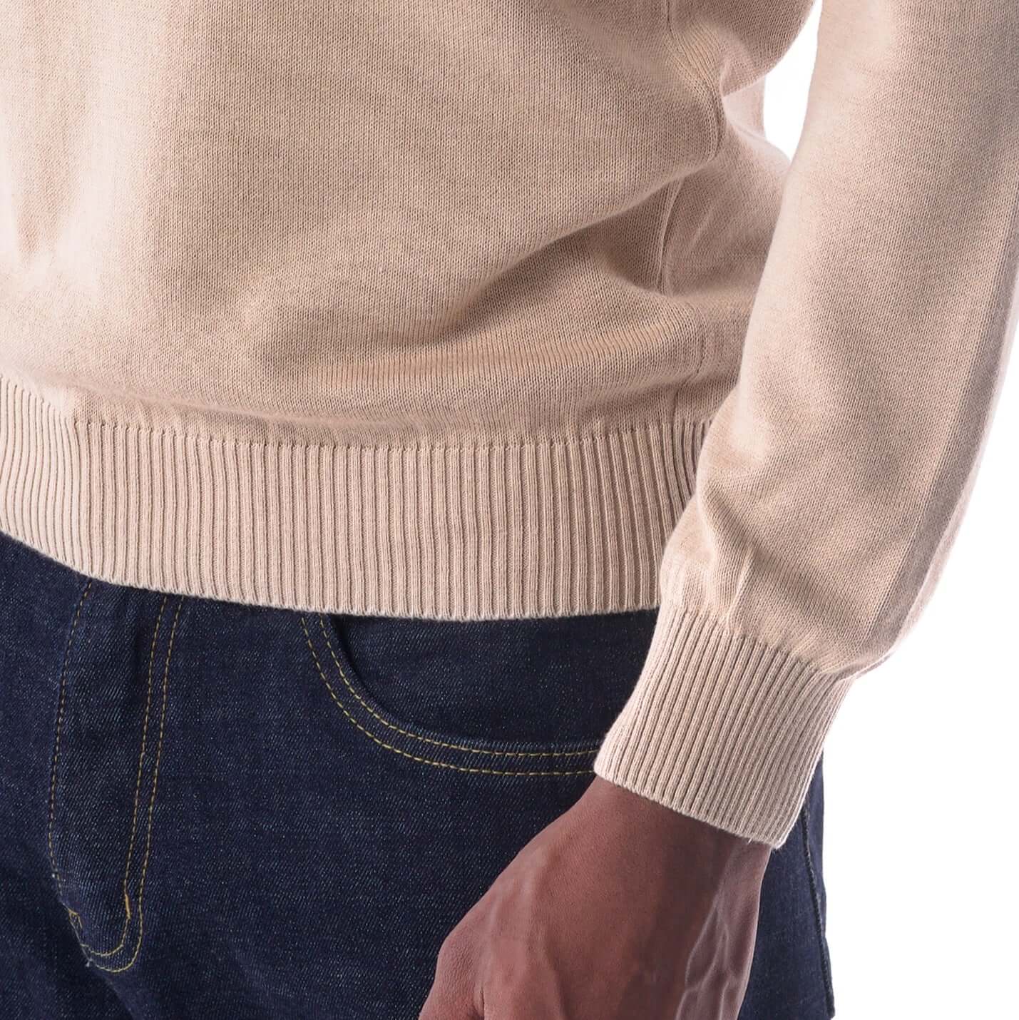 SOLID Knitted Mock Neck Sweater - beige- focus 2
