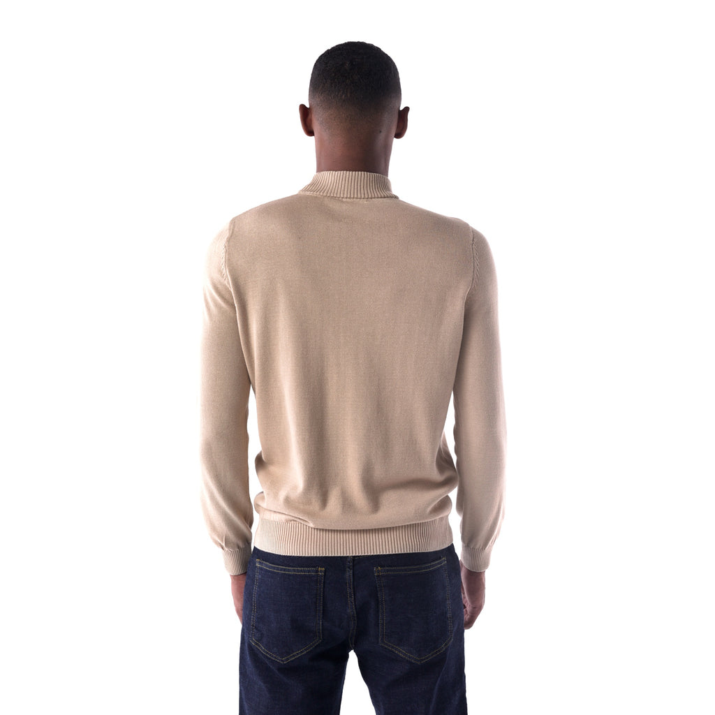 SOLID Knitted Mock Neck Sweater - beige - back