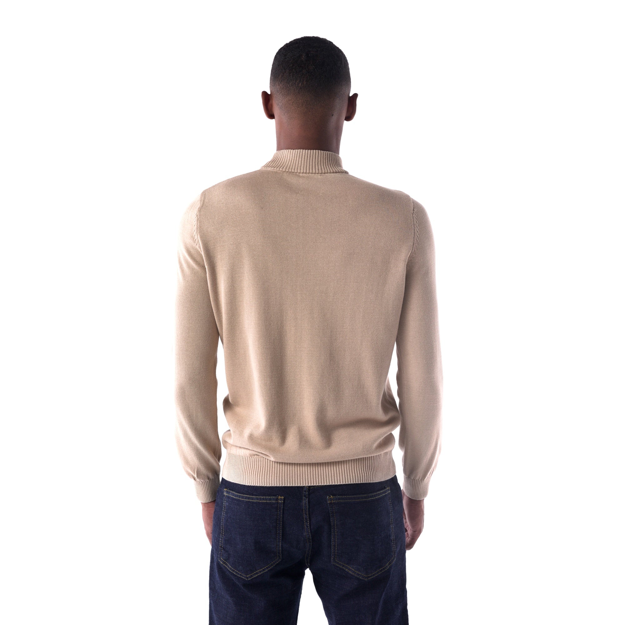 SOLID Knitted Mock Neck Sweater - beige - back