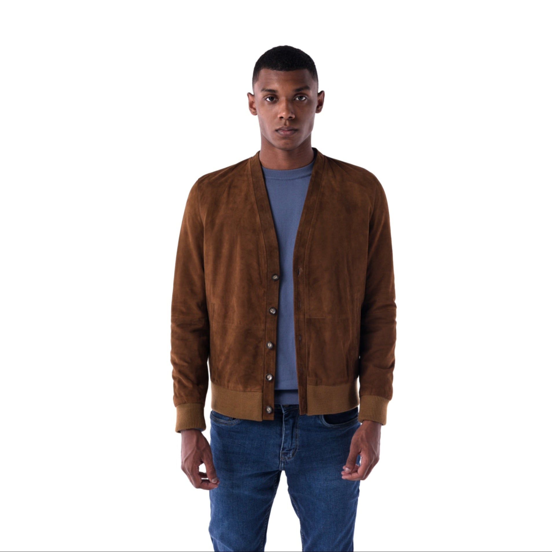 The Cardigan Jacket - Goat Suede Edition - open