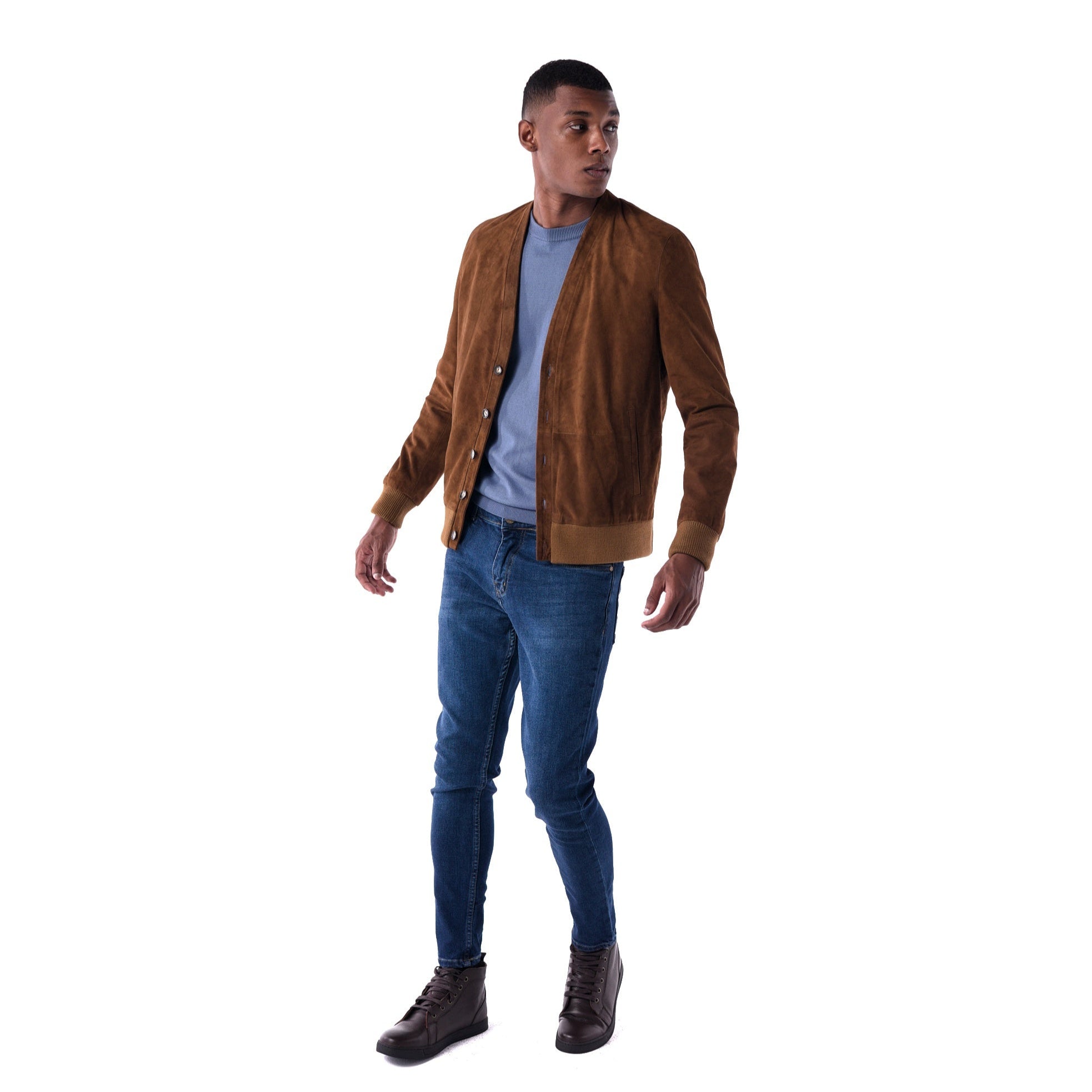 The Cardigan Jacket - Goat Suede Edition - look