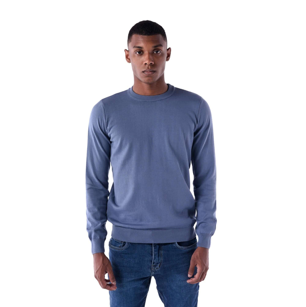 SOLID Crew Pullover Sweater - blue - main