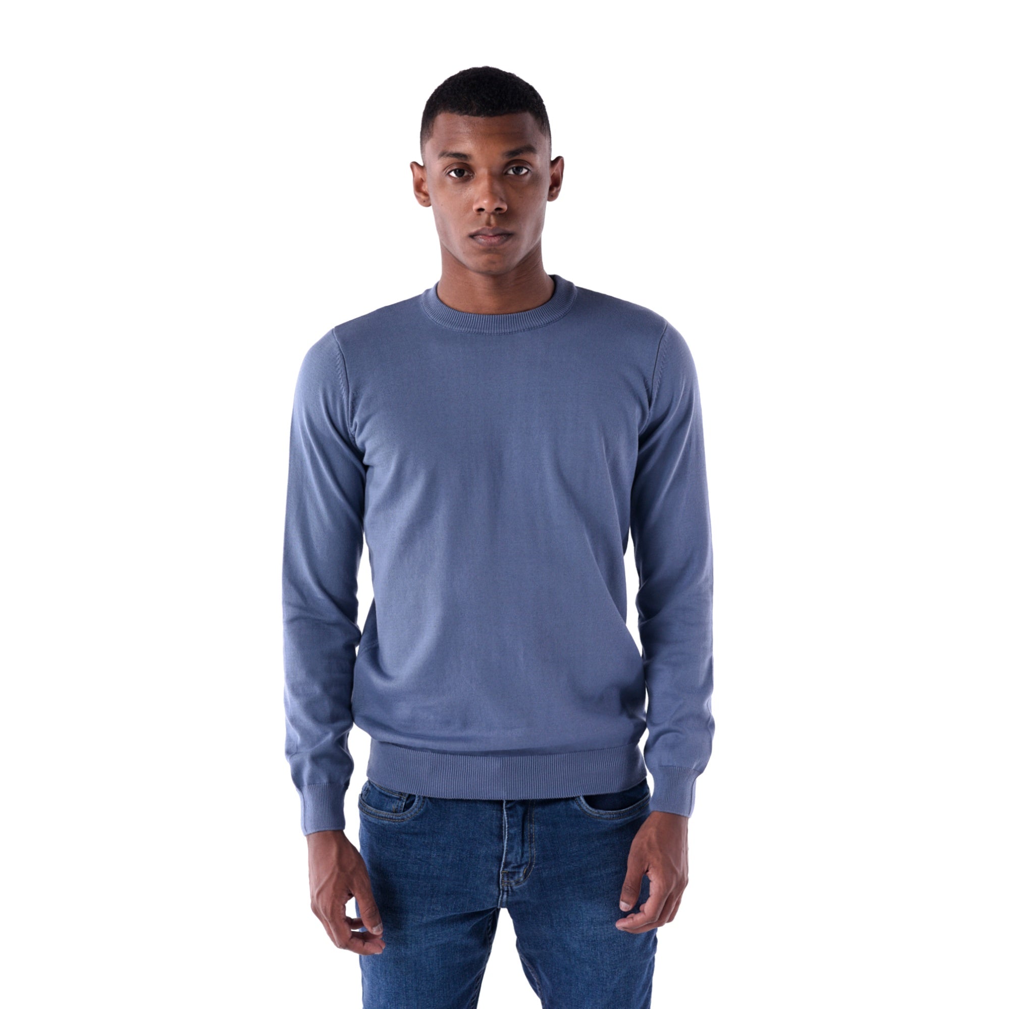 SOLID Crew Pullover Sweater - blue - main