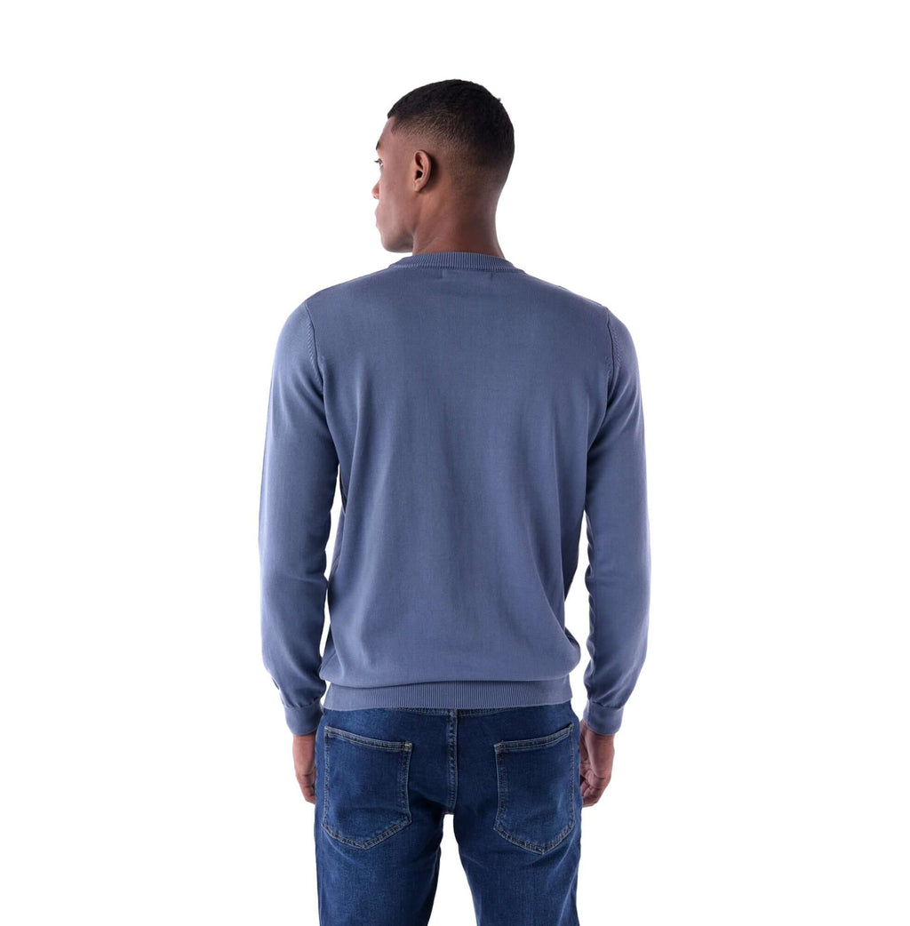 SOLID Crew Pullover Sweater - blue - back