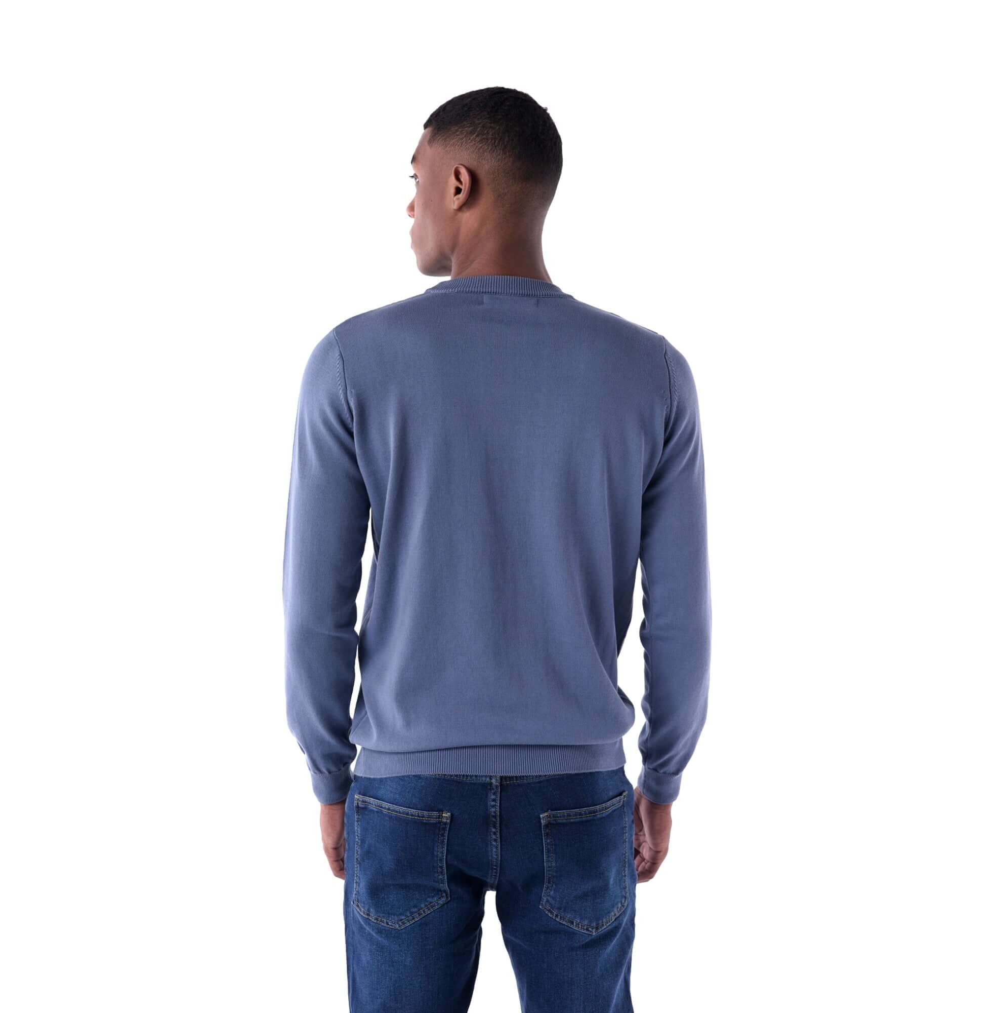 SOLID Crew Pullover Sweater - blue - back