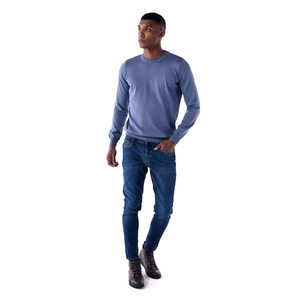 SOLID Crew Pullover Sweater - blue - look