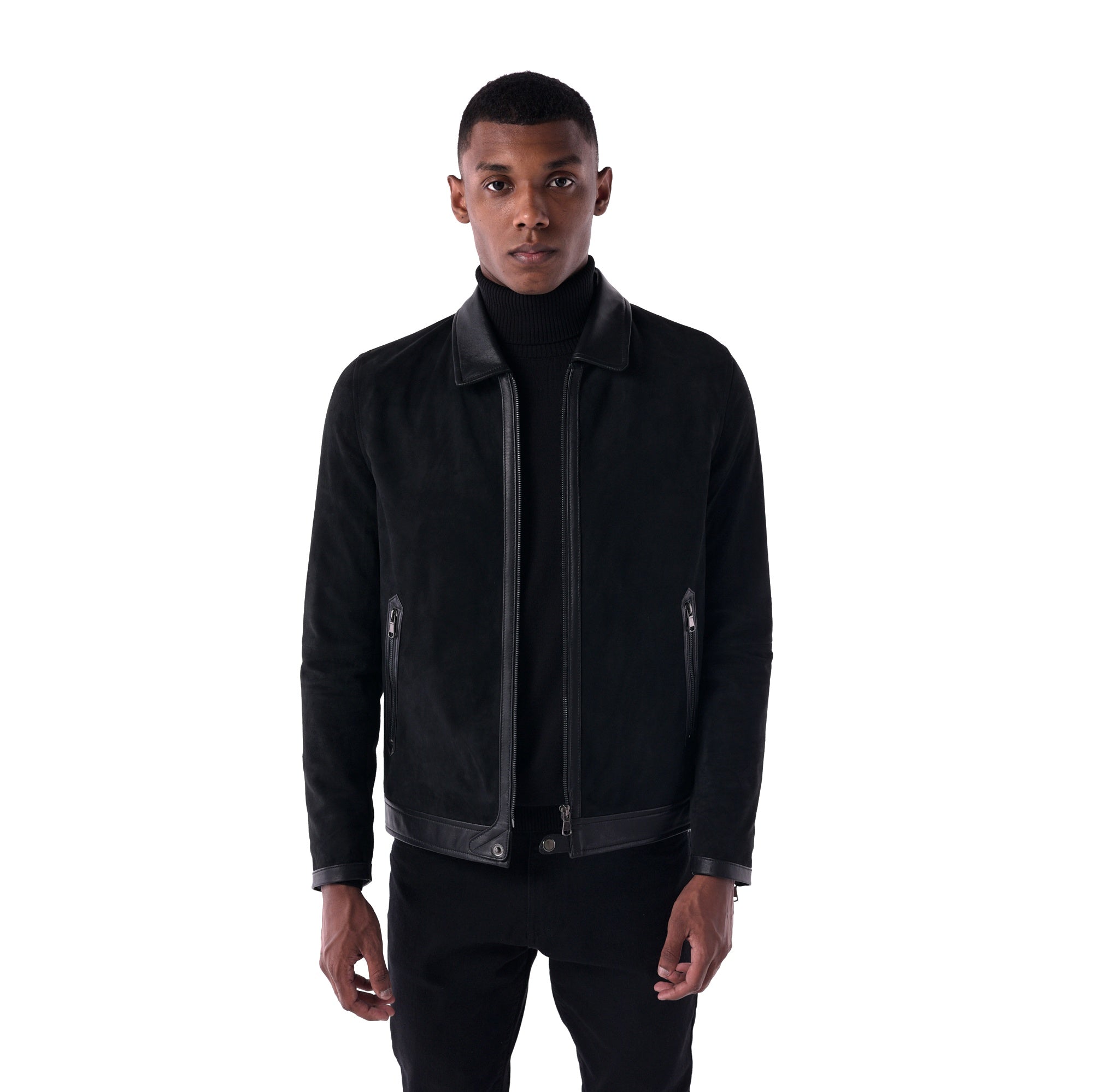 The Continental Jacket - Suede & Leather Edition - black - open