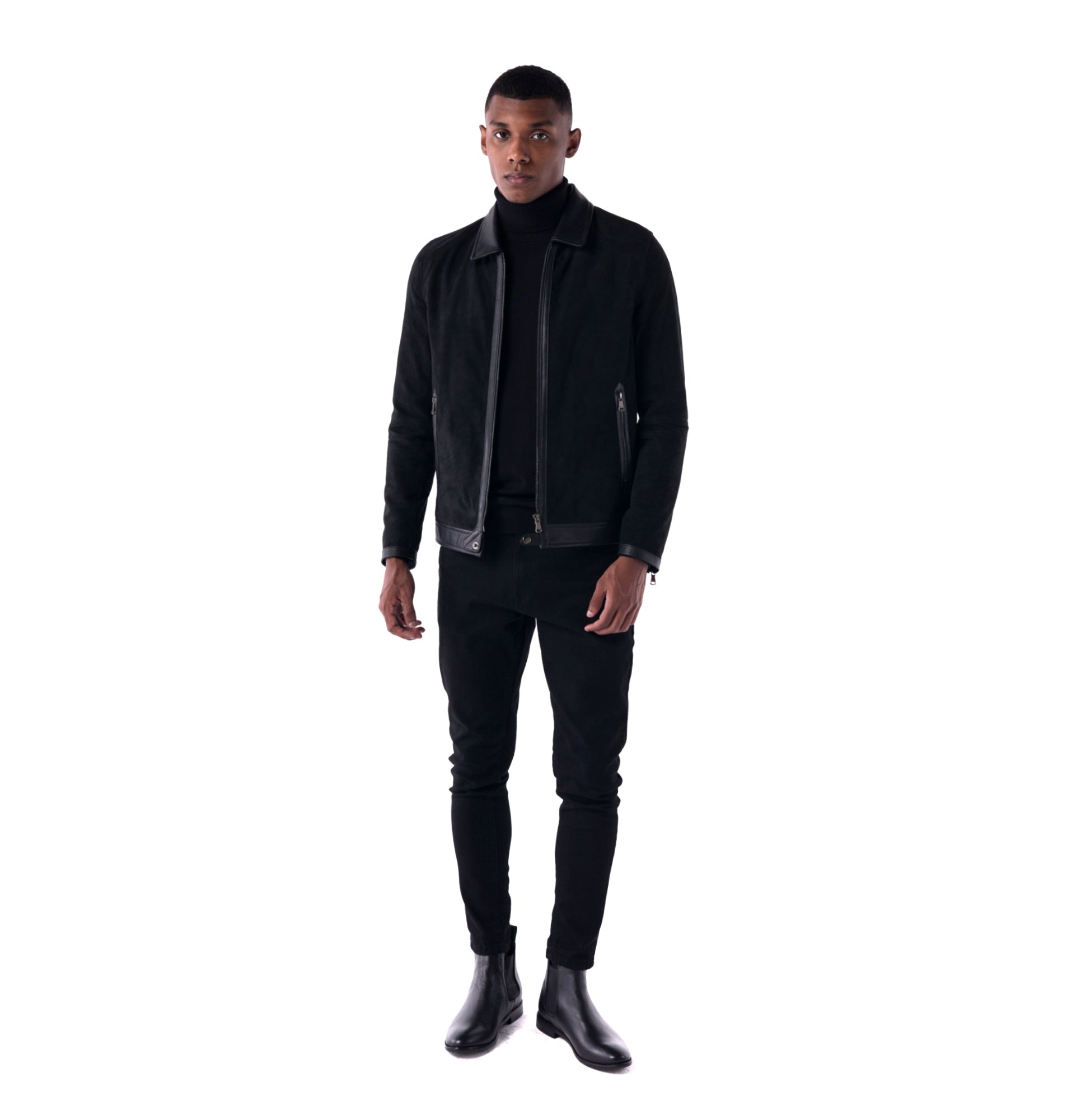 The Continental Jacket - Suede & Leather Edition - black -  look