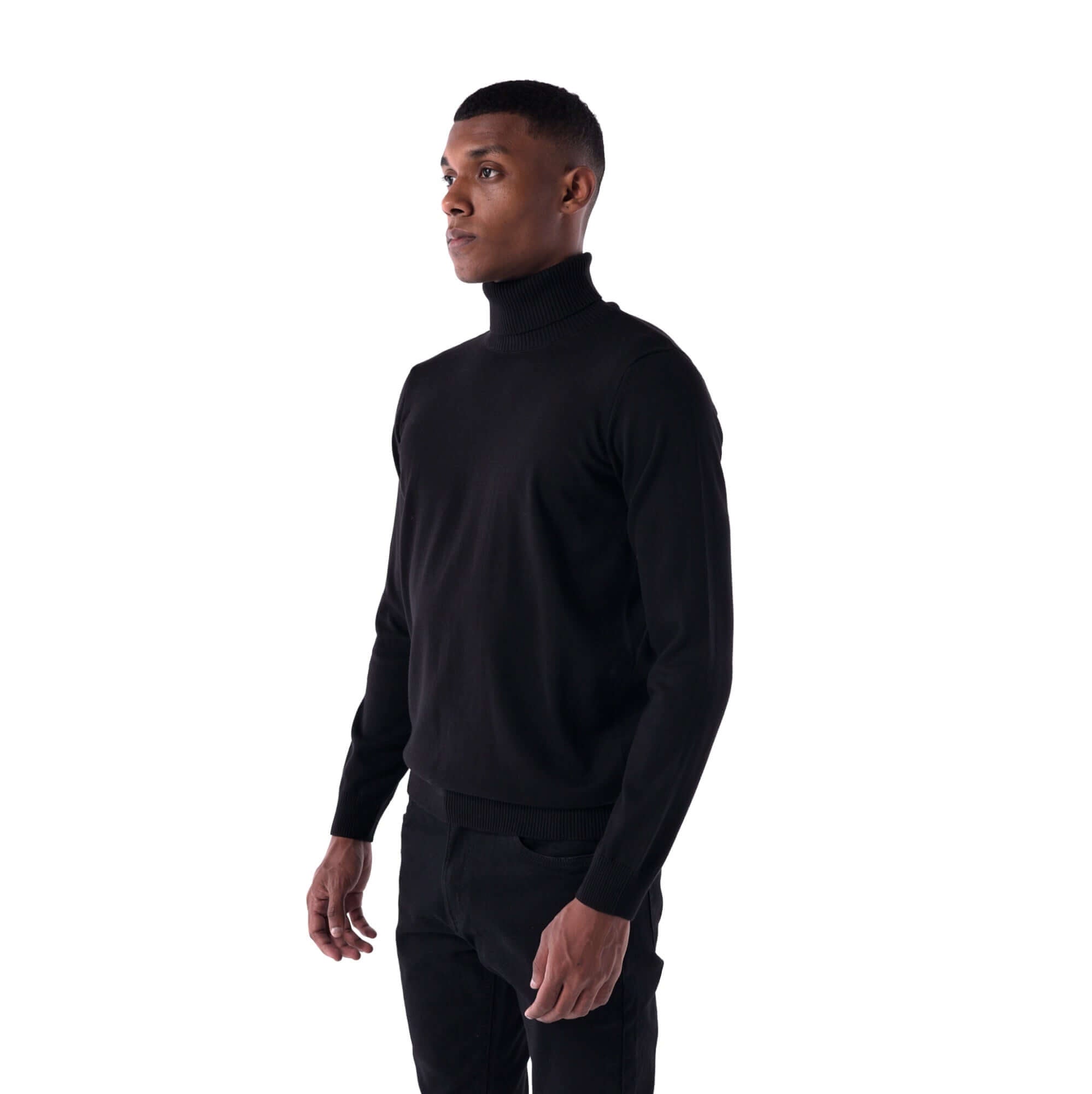 SOLID Knitted Turtleneck Sweater - black - side