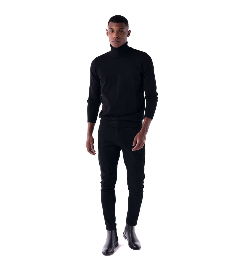 SOLID Knitted Turtleneck Sweater - black - look