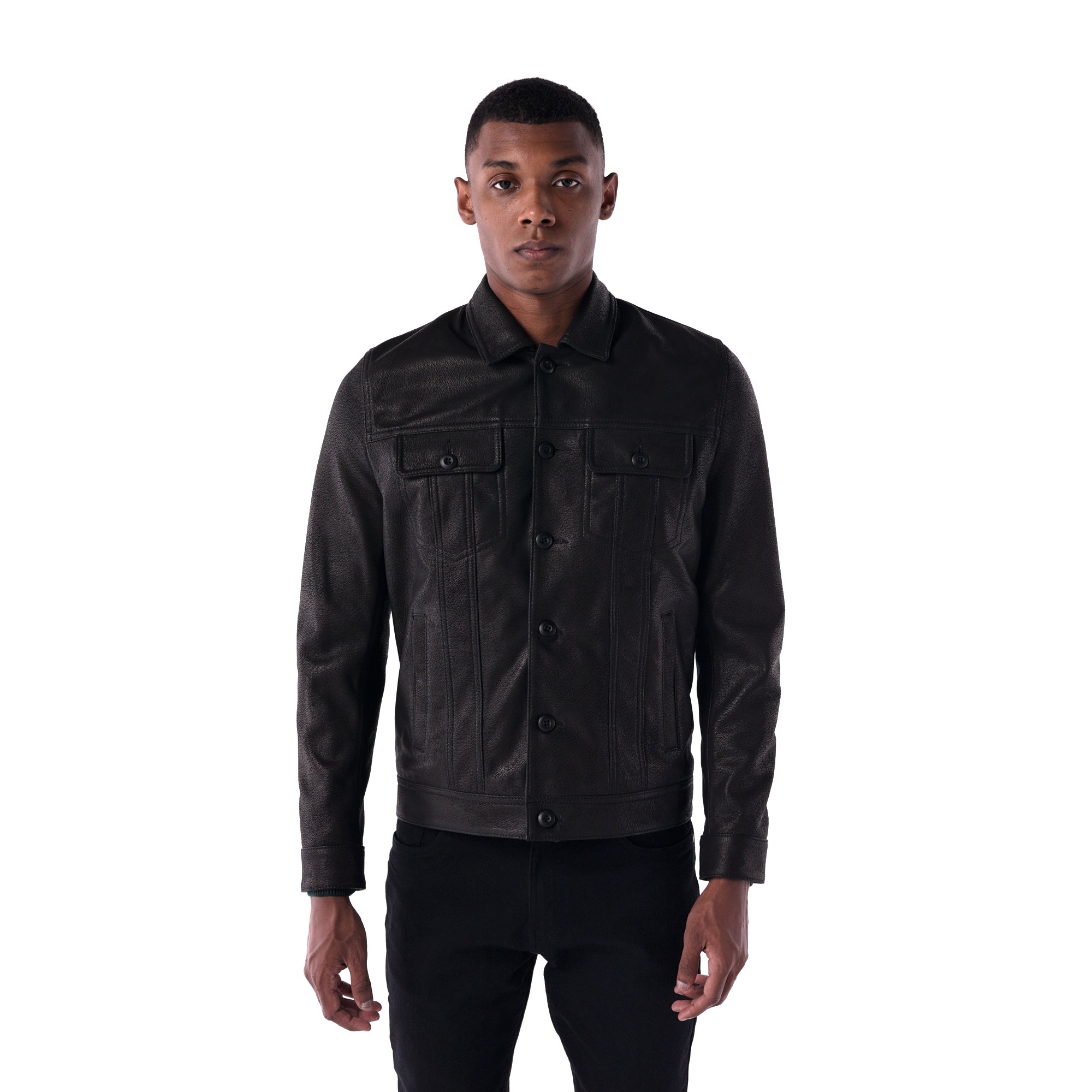 The Rugged Trucker Jacket – Lambskin Edition - black - main