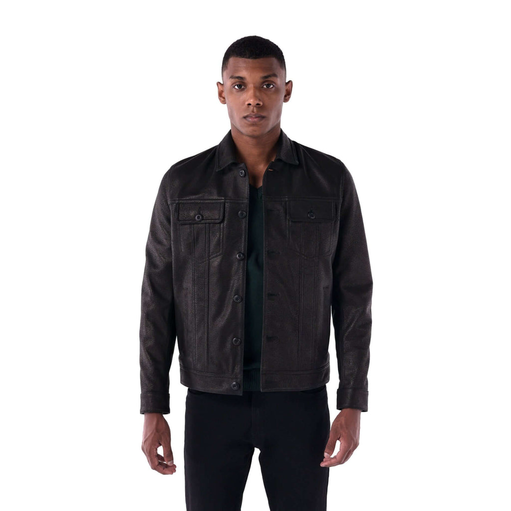The Rugged Trucker Jacket – Lambskin Edition - black - open