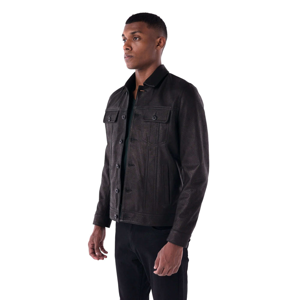 The Rugged Trucker Jacket – Lambskin Edition - black - 3/4