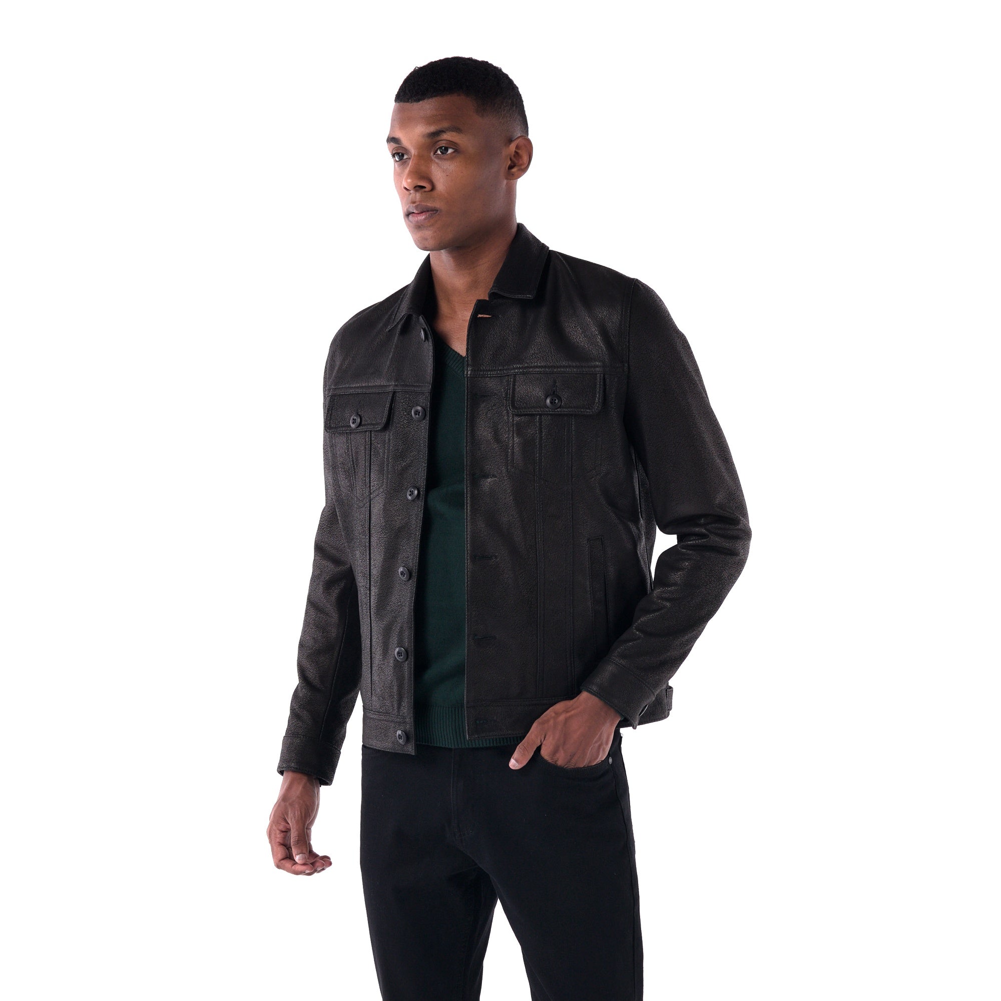 The Rugged Trucker Jacket – Lambskin Edition - black - style
