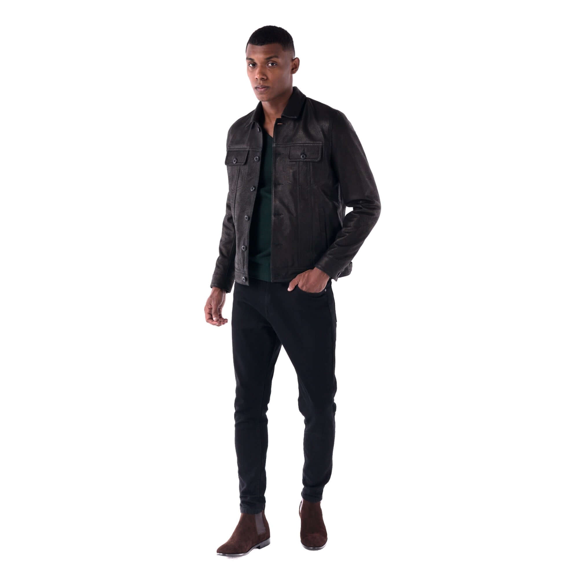 The Rugged Trucker Jacket – Lambskin Edition - black - look