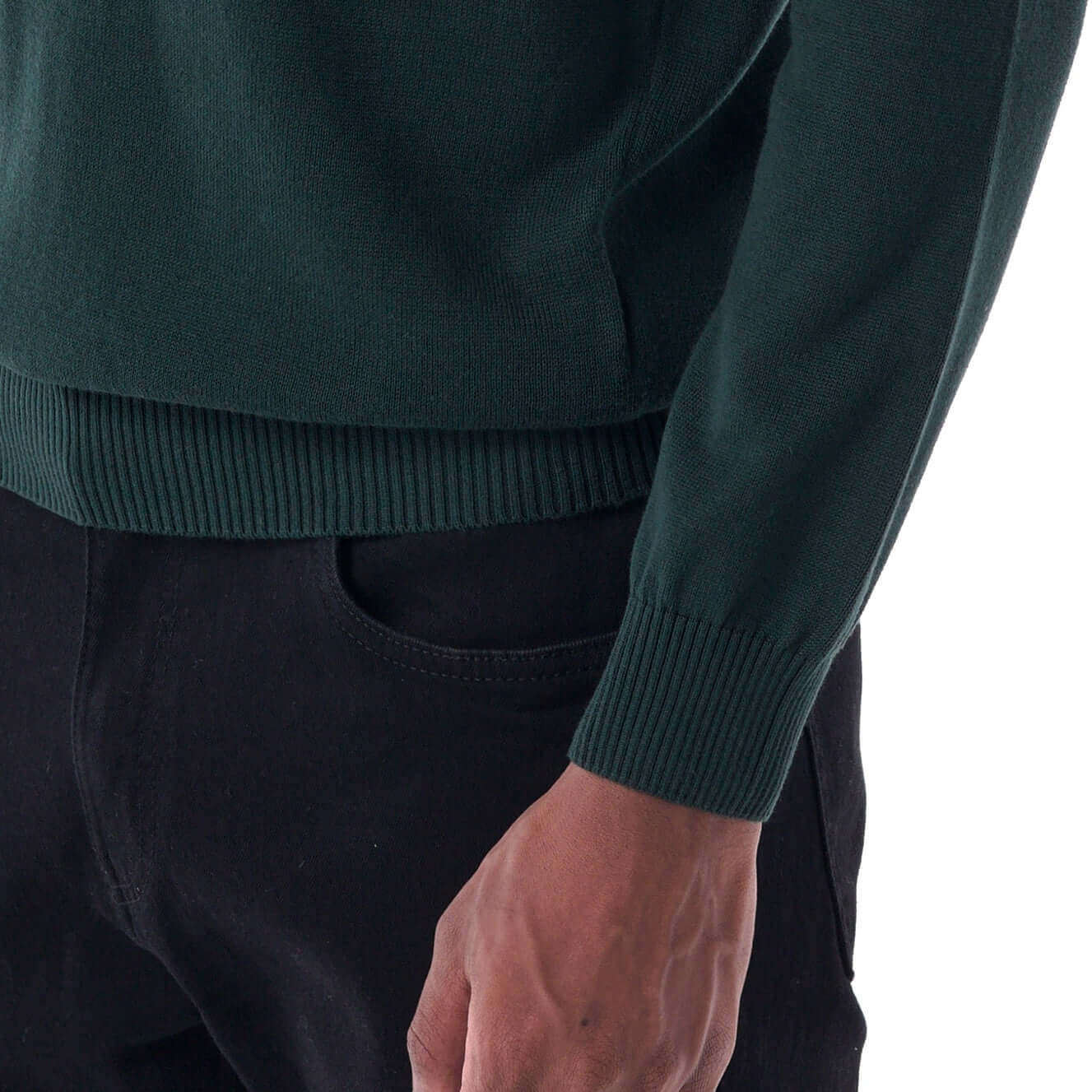 SOLID Knitted V-Neck Sweater - Green - close up 2