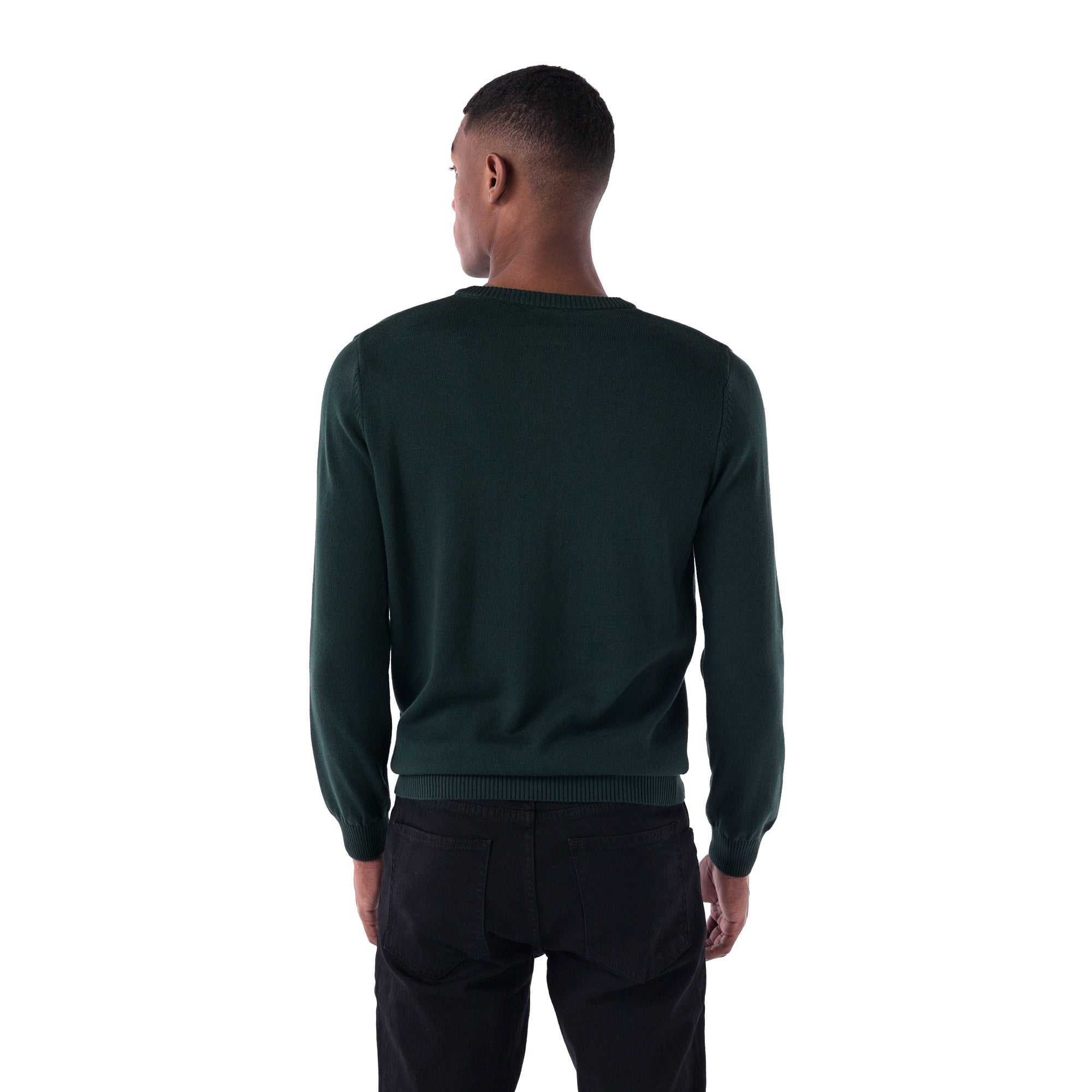 SOLID Knitted V-Neck Sweater - Green - back