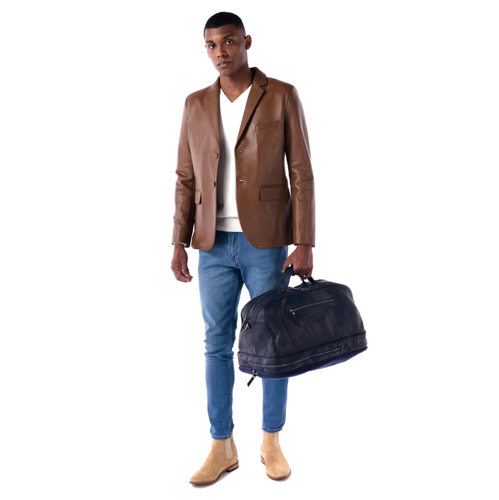 The Slim Leather Blazer - Lambskin Edition - Brown - Look