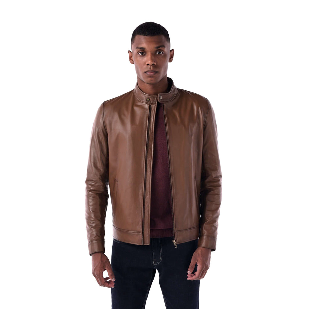 The Racer Jacket - Lambskin Edition - Brown- open