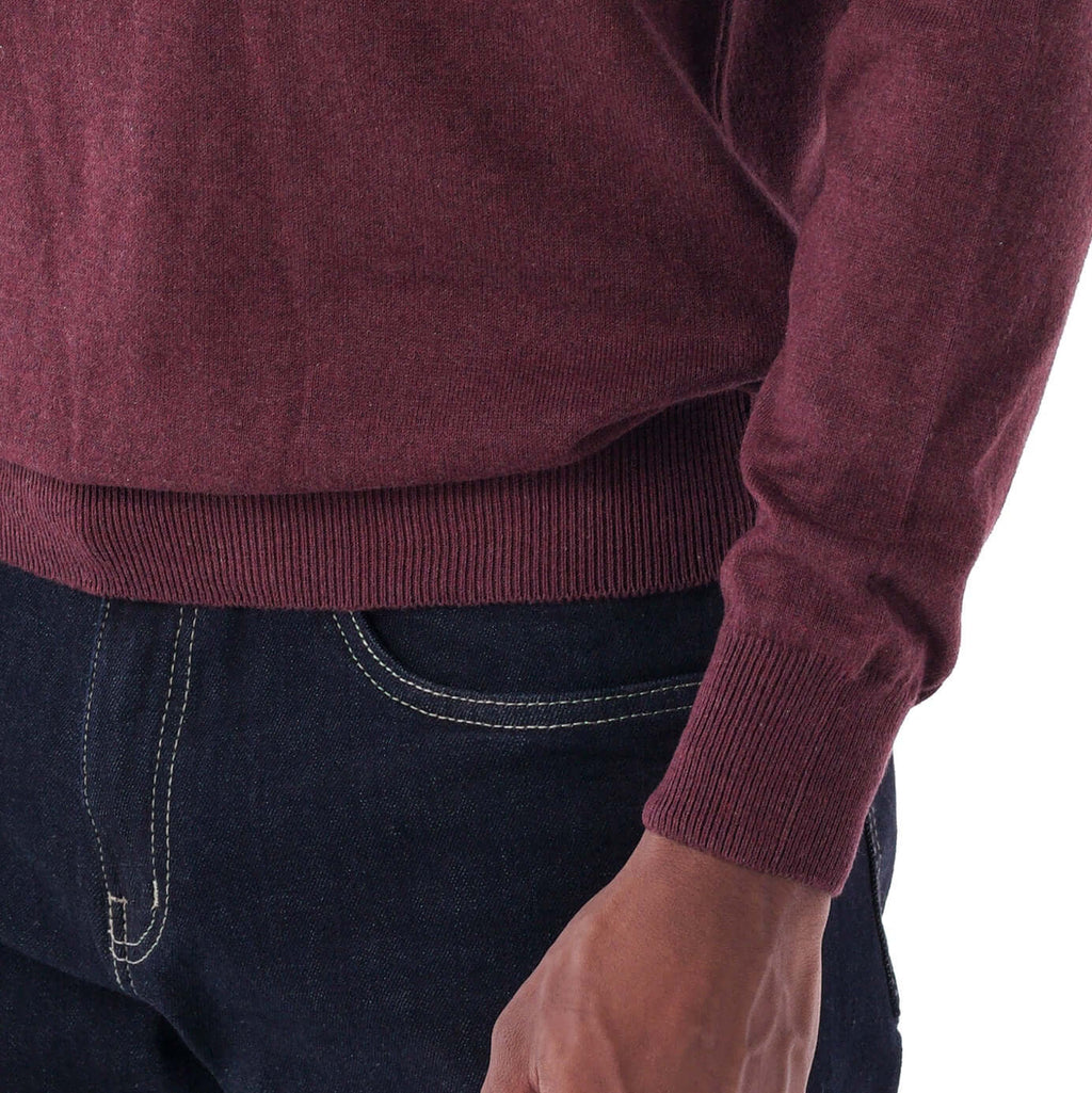 SOLID Crew Pullover Sweater - burgundy - detail 2