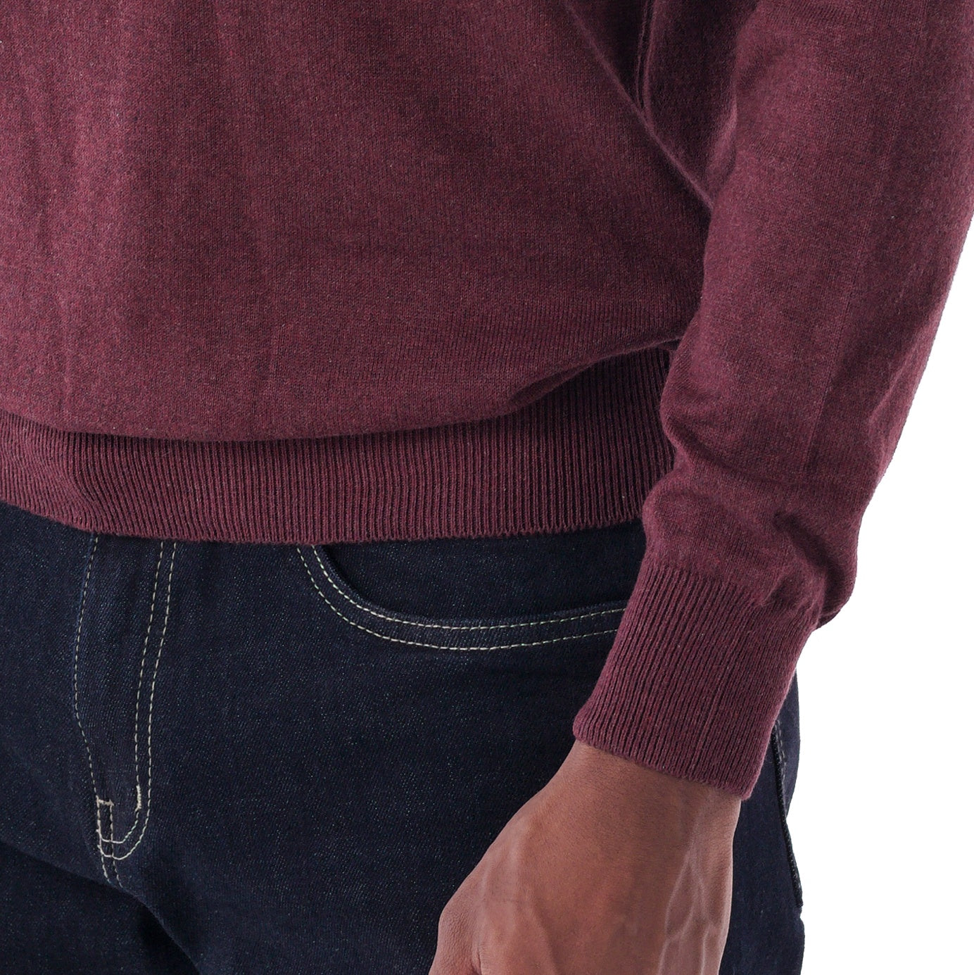 SOLID Crew Pullover Sweater - burgundy - detail 2