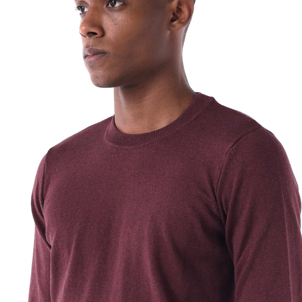 SOLID Crew Pullover Sweater - burgundy - detail 1