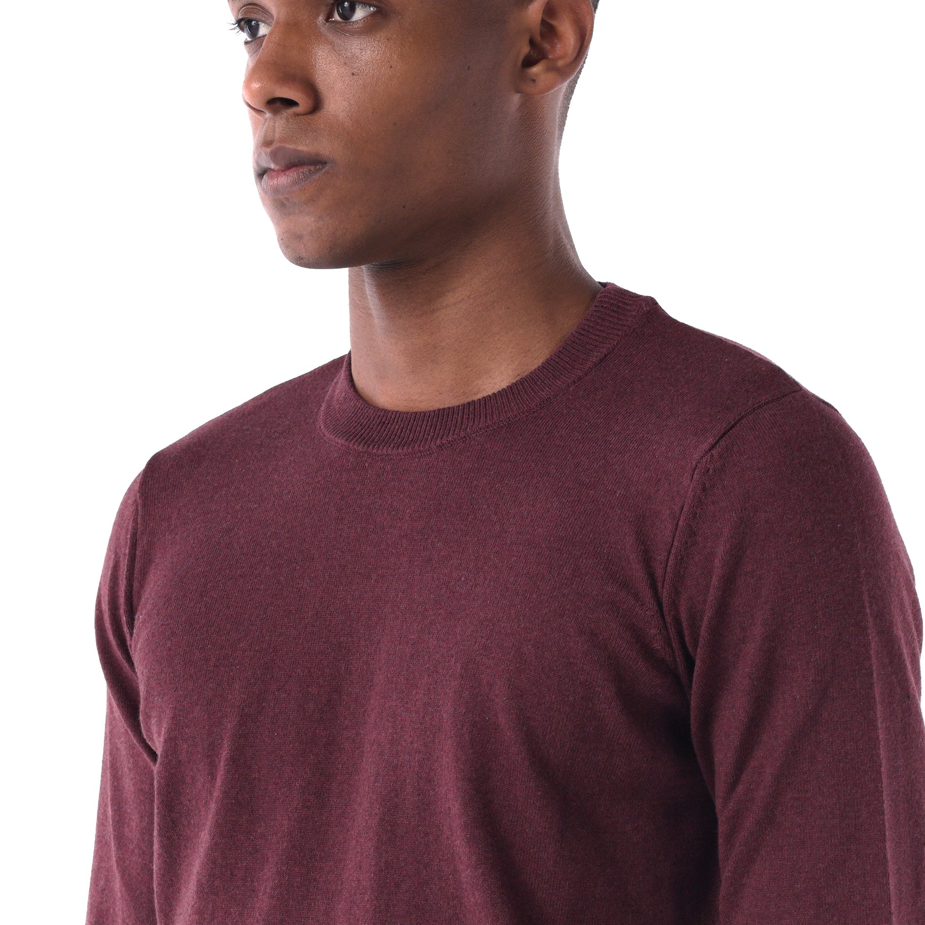SOLID Crew Pullover Sweater - burgundy - detail 1