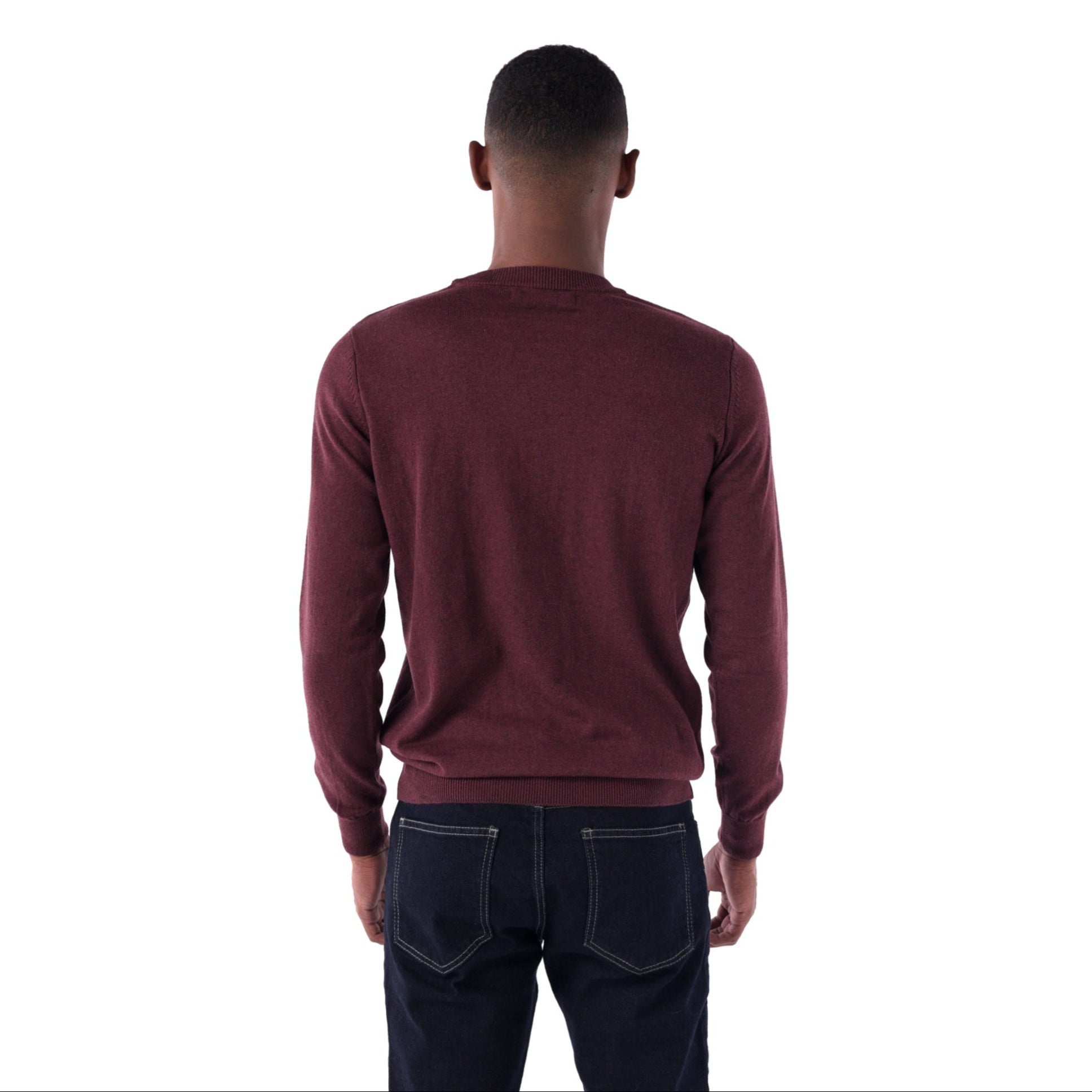SOLID Crew Pullover Sweater - burgundy - back