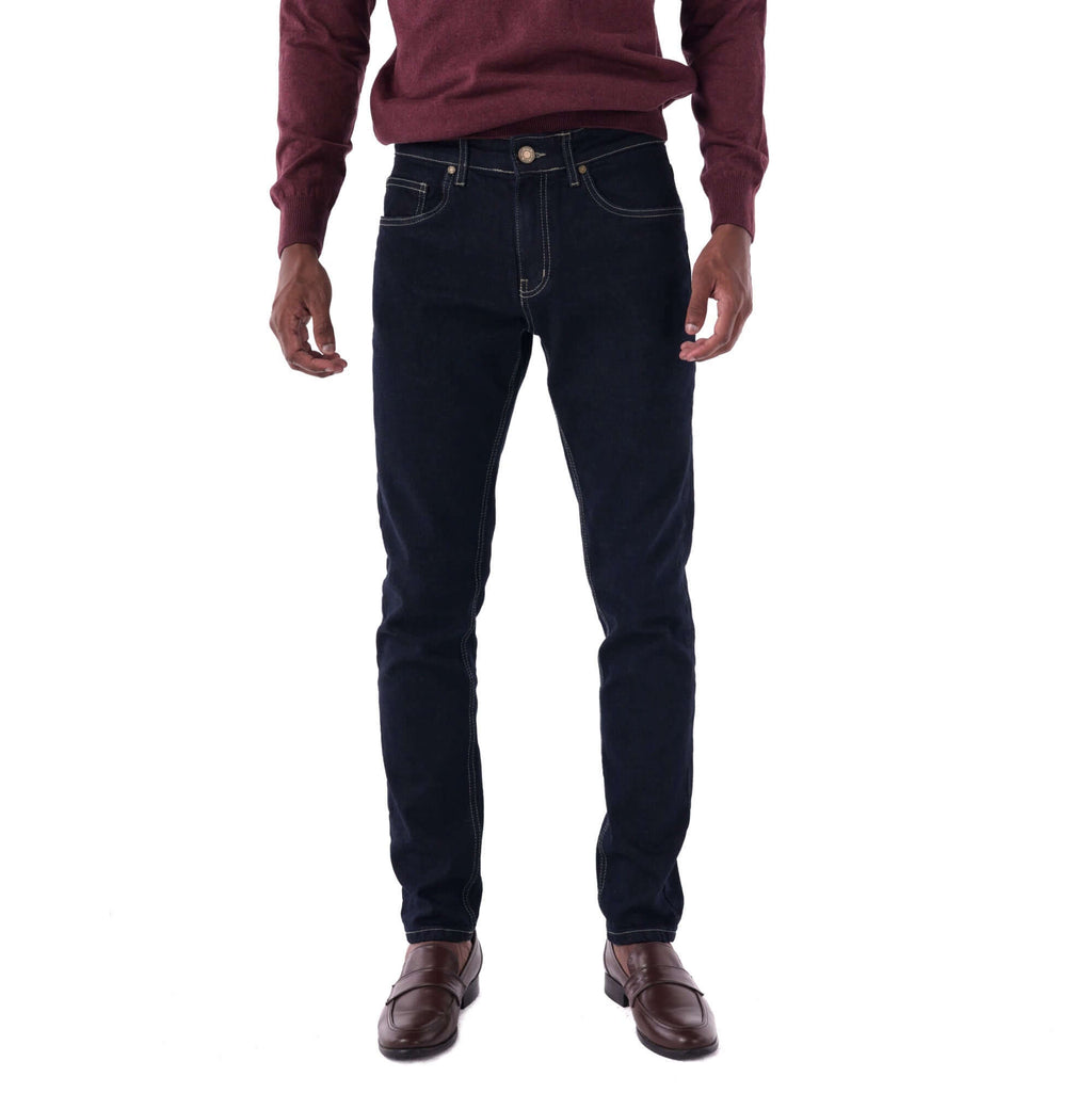 SOLID Navy Slim Denim with Contrast Stitch front