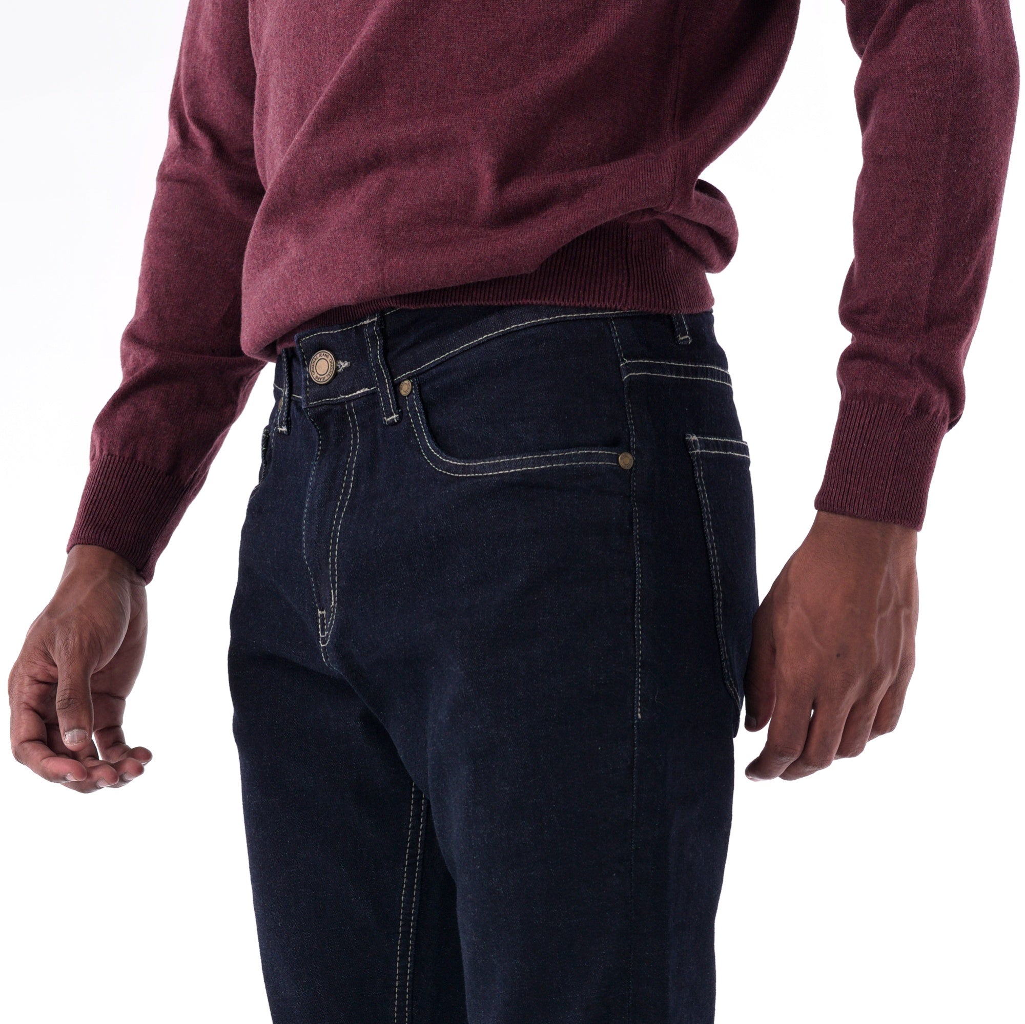 SOLID Navy Slim Denim with Contrast Stitch detail