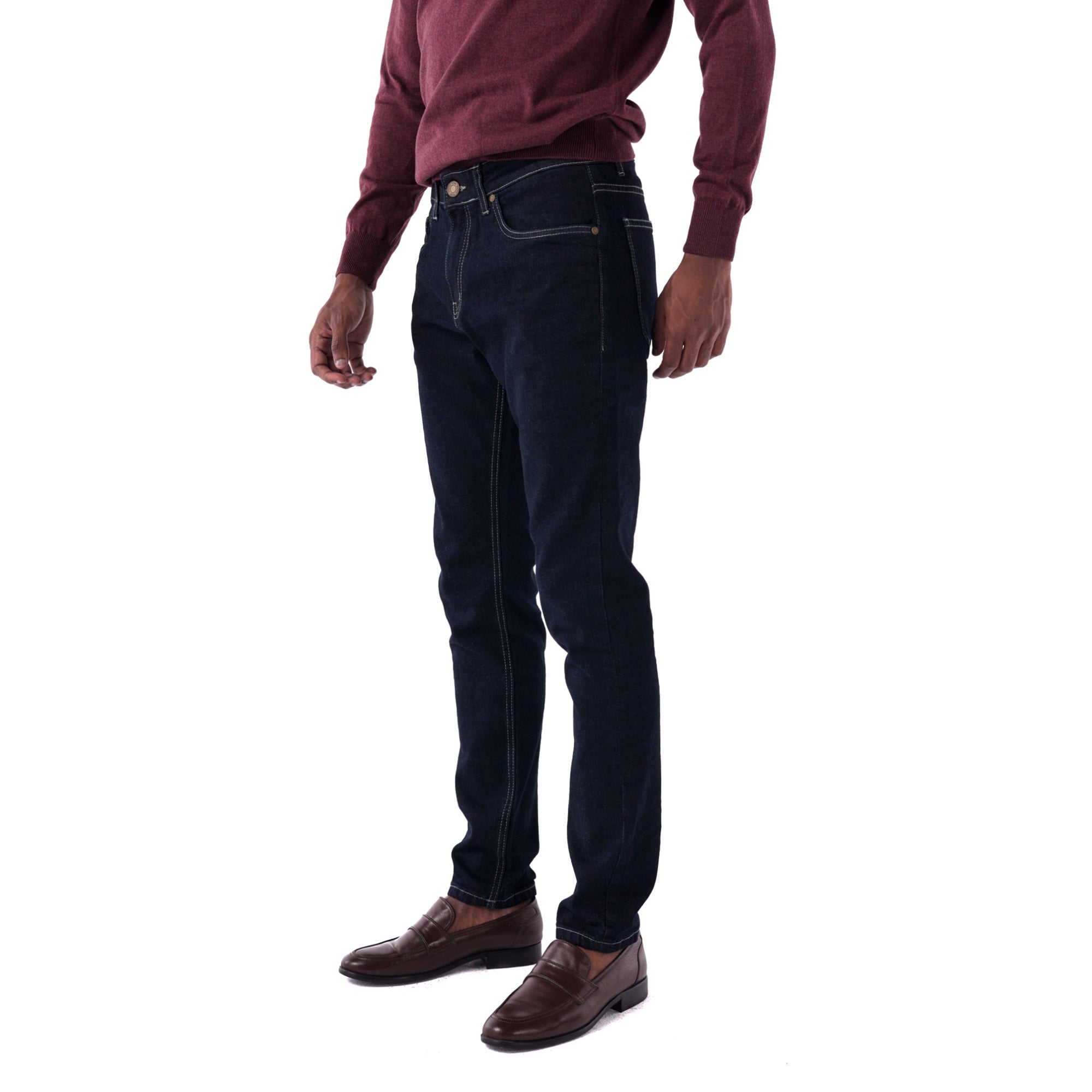 SOLID Navy Slim Denim with Contrast Stitch main