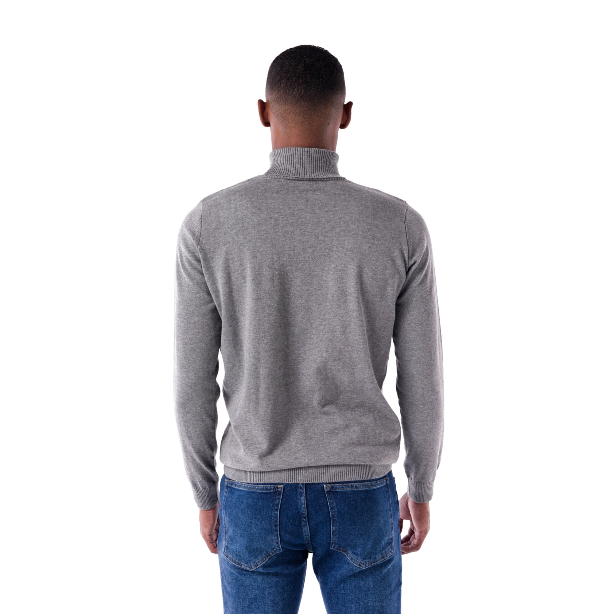 SOLID Knitted Turtleneck Sweater - gray - back
