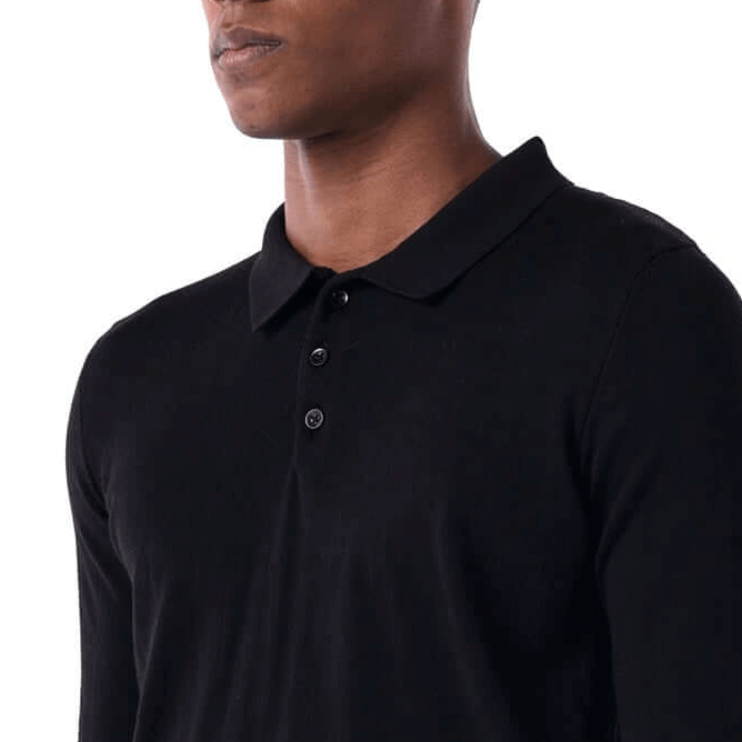Knitted Long-Sleeve Polo