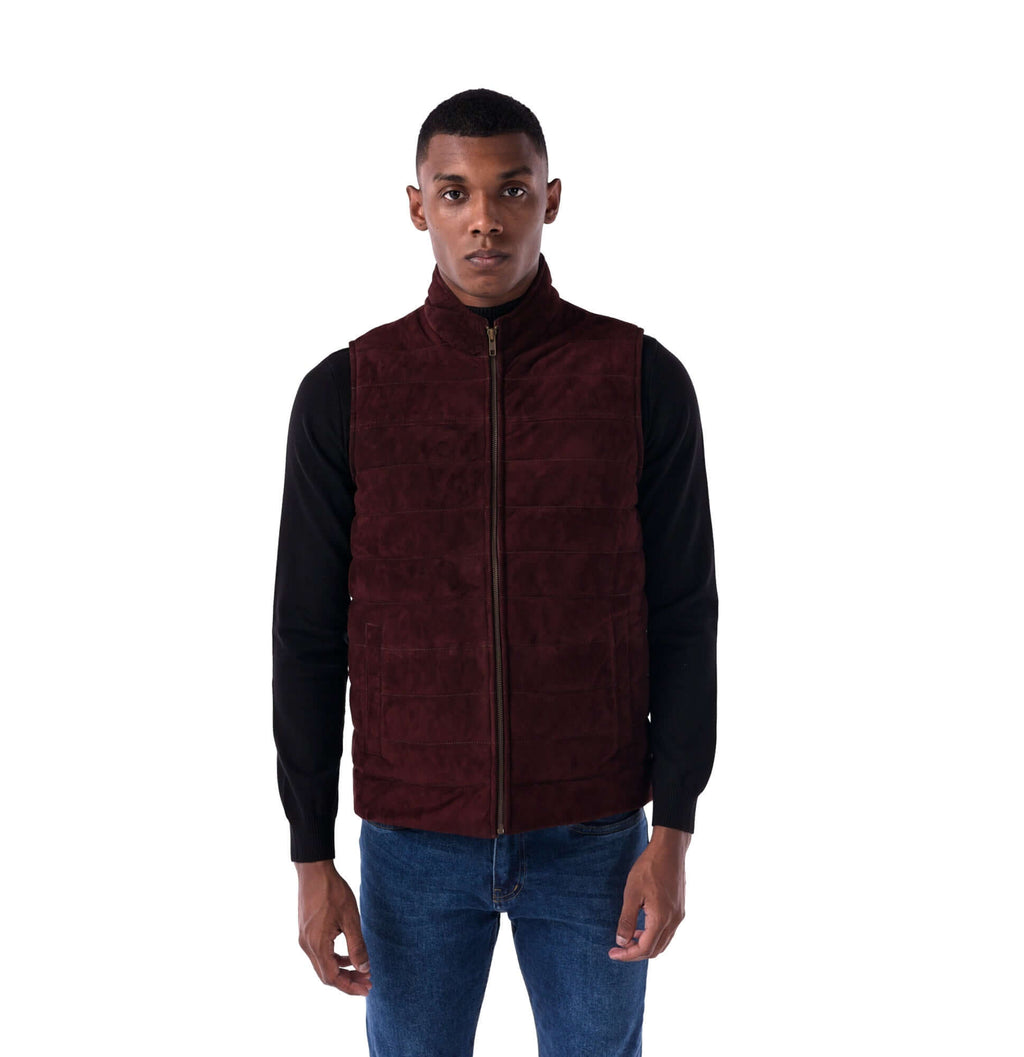 Suede Vest burgundy front closed
