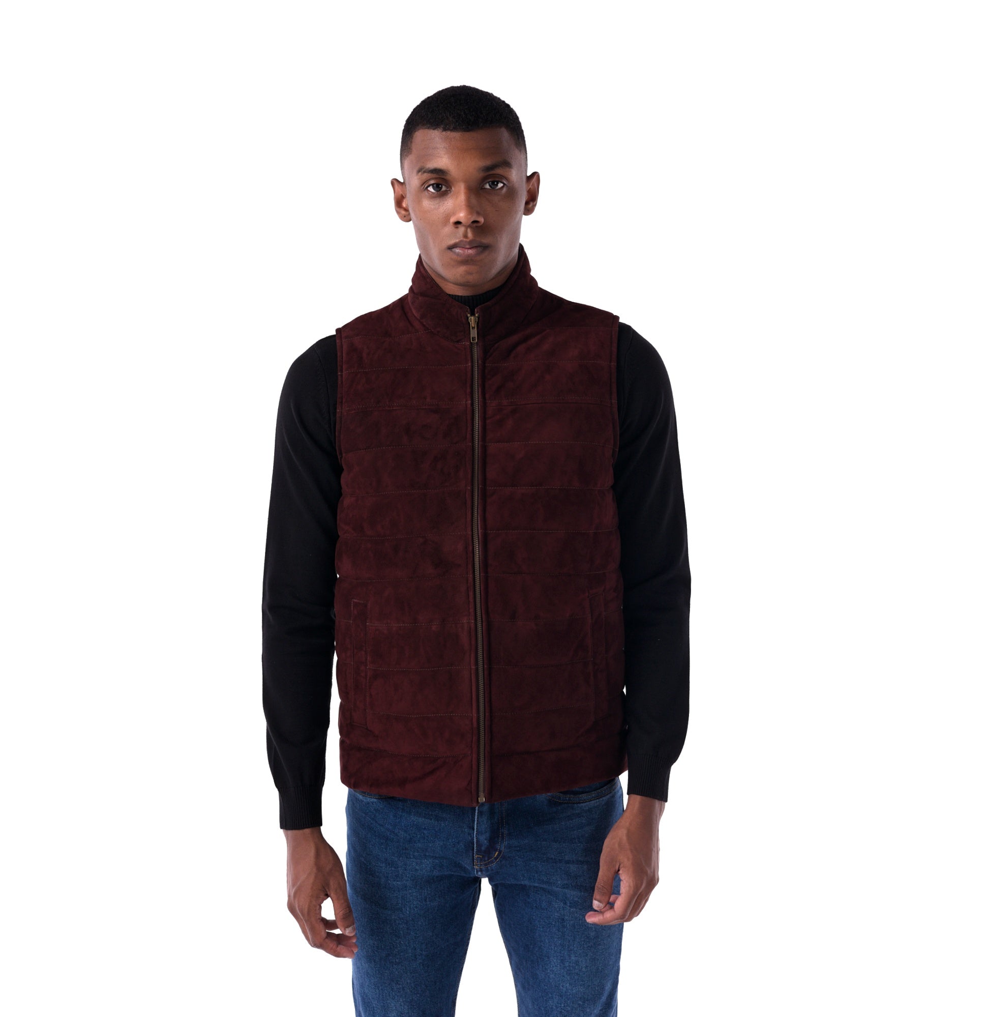 Suede Vest burgundy front closed