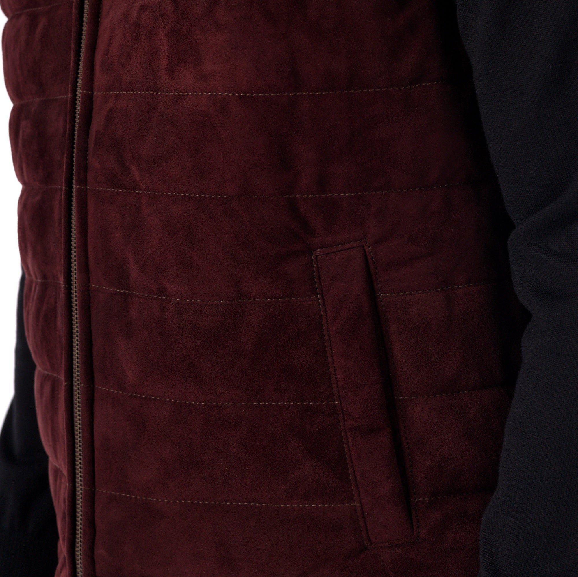 Suede Vest burgundy detail