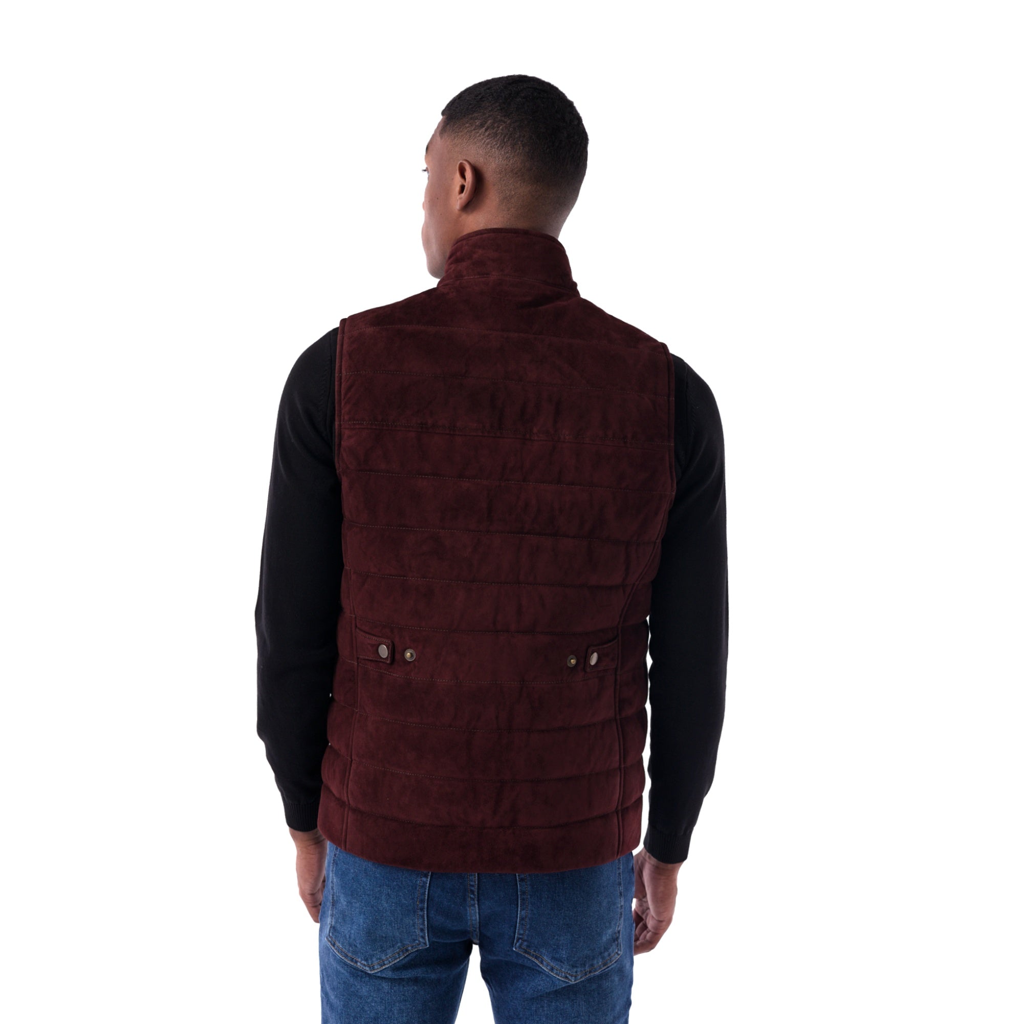 Suede Vest burgundy back