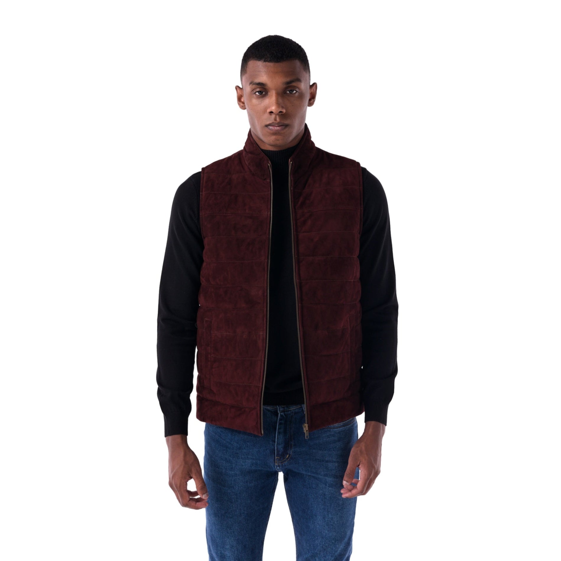 Suede Vest burgundy front open