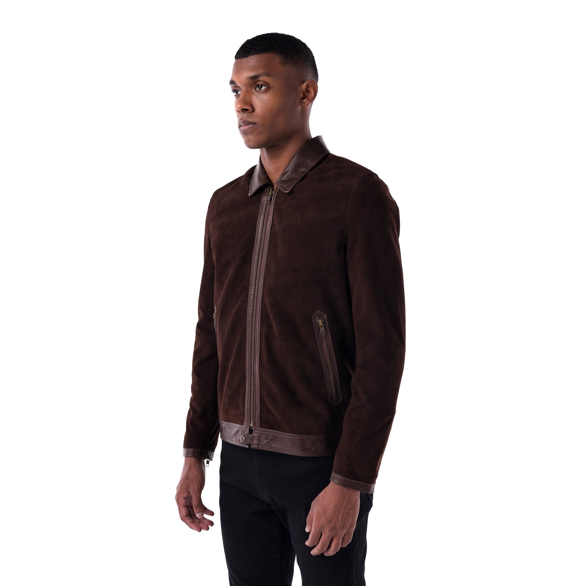 The Continental Jacket - Suede & Leather Edition - brown - 3/4