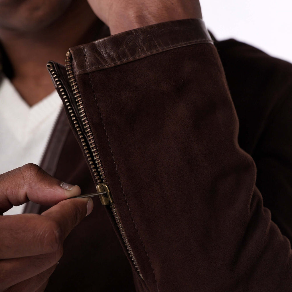The Continental Jacket - Suede & Leather Edition brown detail 3