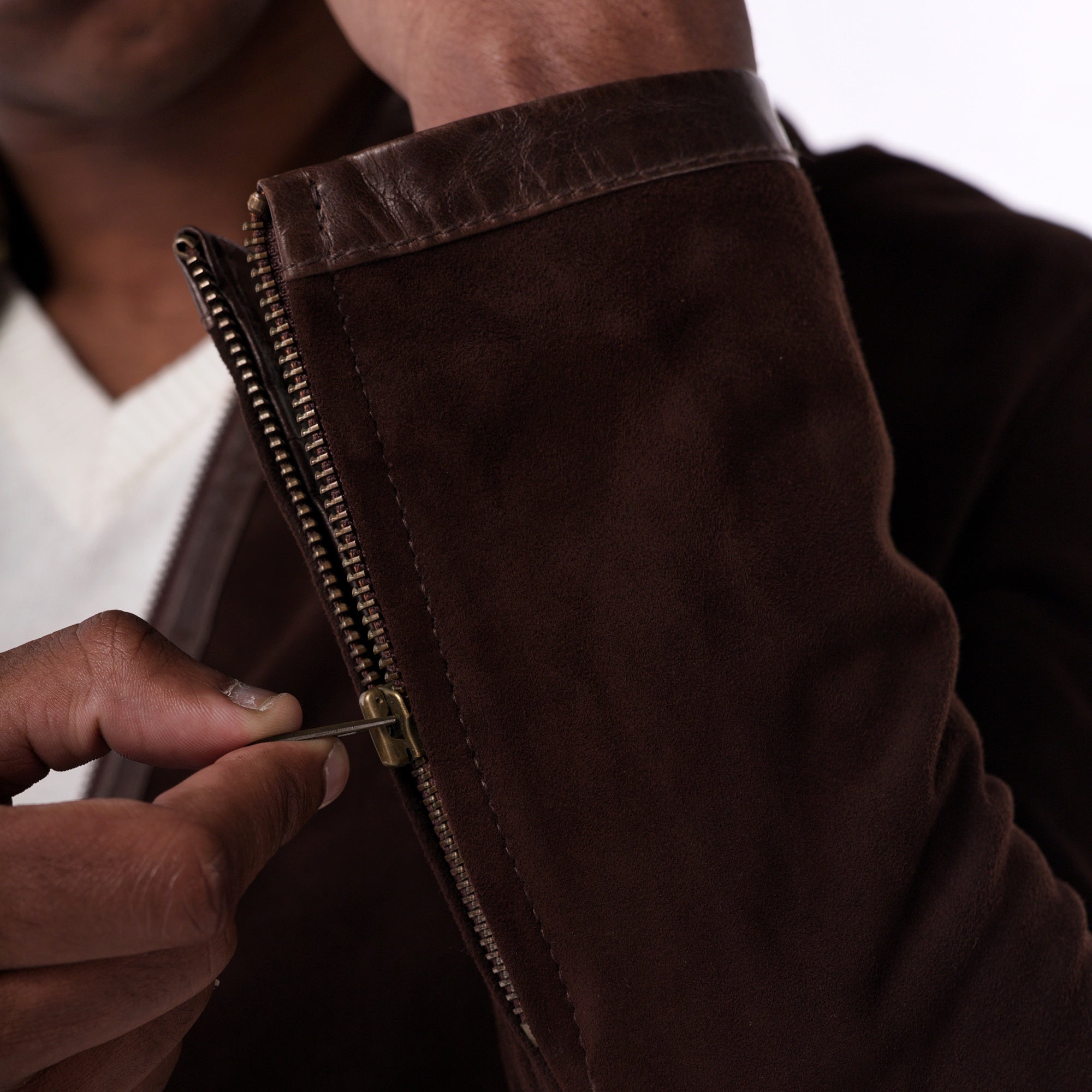 The Continental Jacket - Suede & Leather Edition brown detail 3