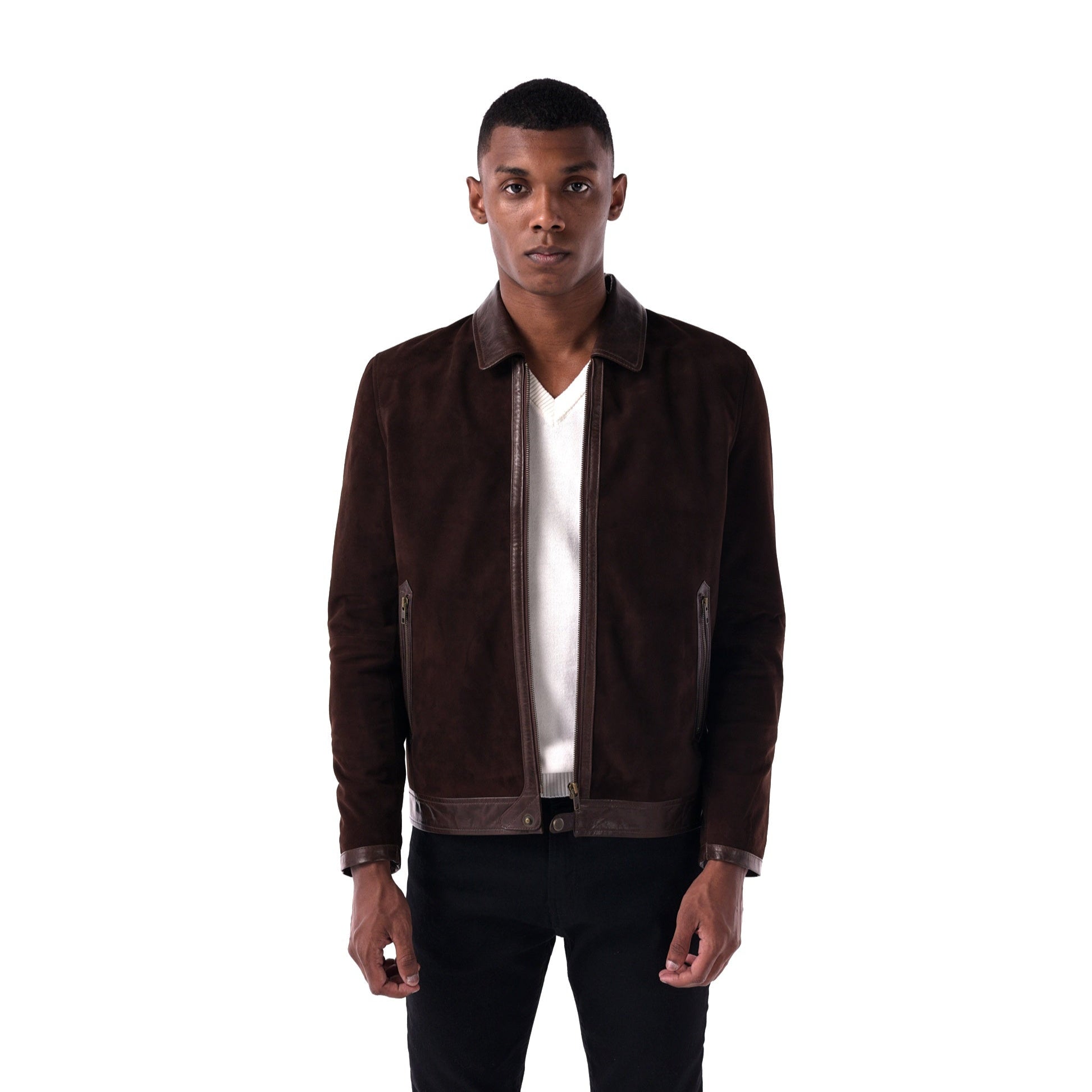 The Continental Jacket - Suede & Leather Edition - brown - open